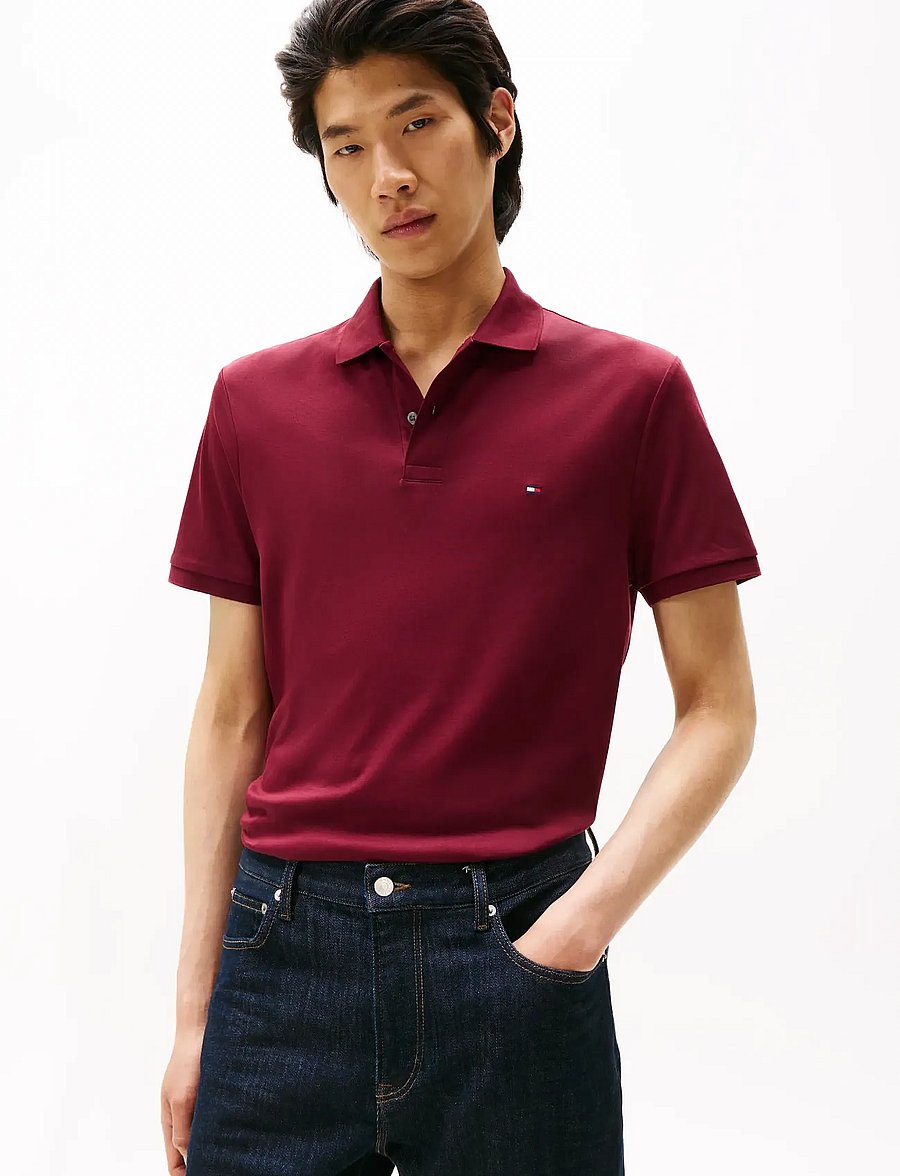 Tommy Hilfiger - LIQUID COTTON REG SEASONAL POLO - short-sleeved polos - burgundy - 0