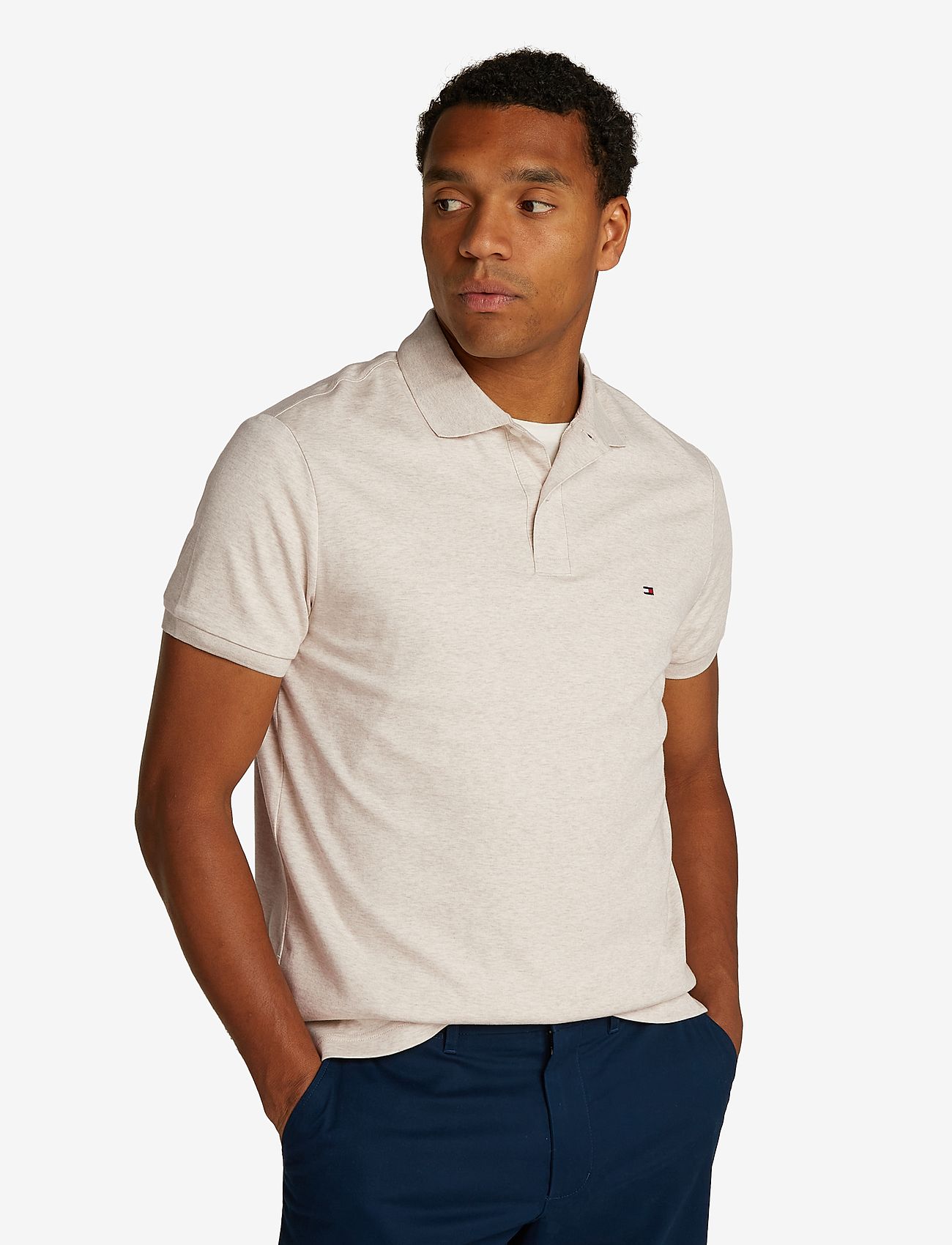 Tommy Hilfiger - LIQUID COTTON REG SEASONAL POLO - short-sleeved polos - heathered oatmilk - 0