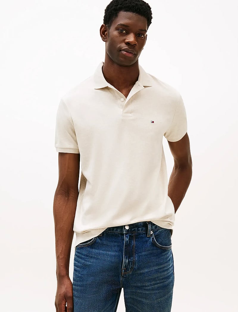 Tommy Hilfiger - LIQUID COTTON REG SEASONAL POLO - short-sleeved polos - heathered oatmilk - 0