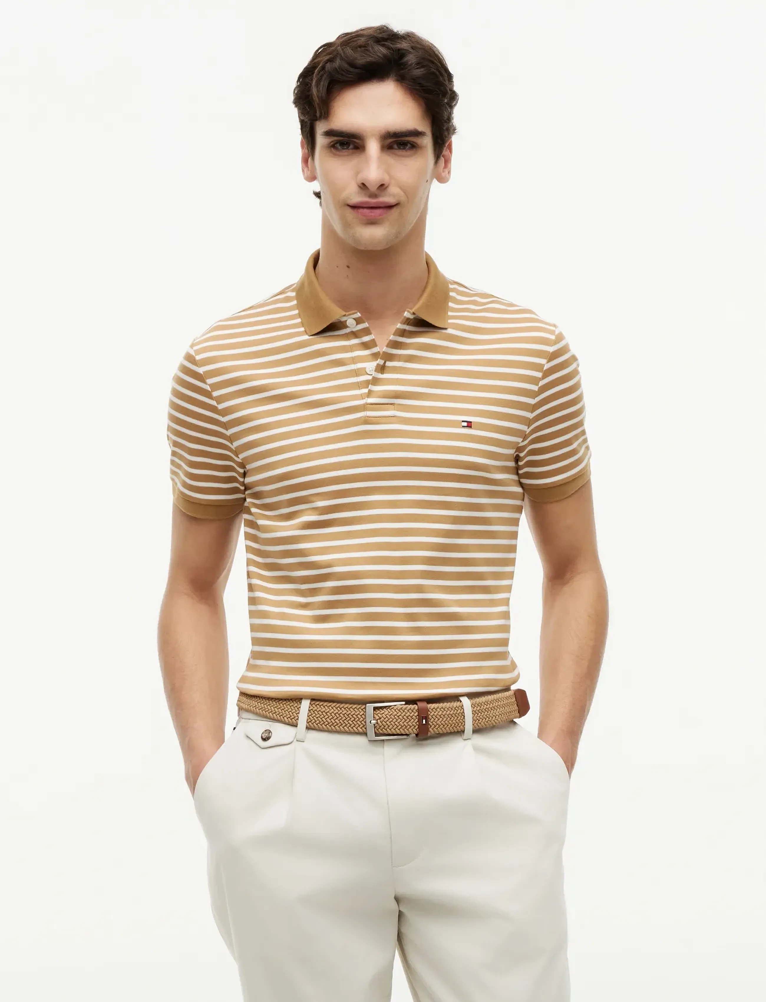 Tommy Hilfiger Soft Touch Interlock Reg Polo, Mænd, Polo Shirt, Beige, Str: M