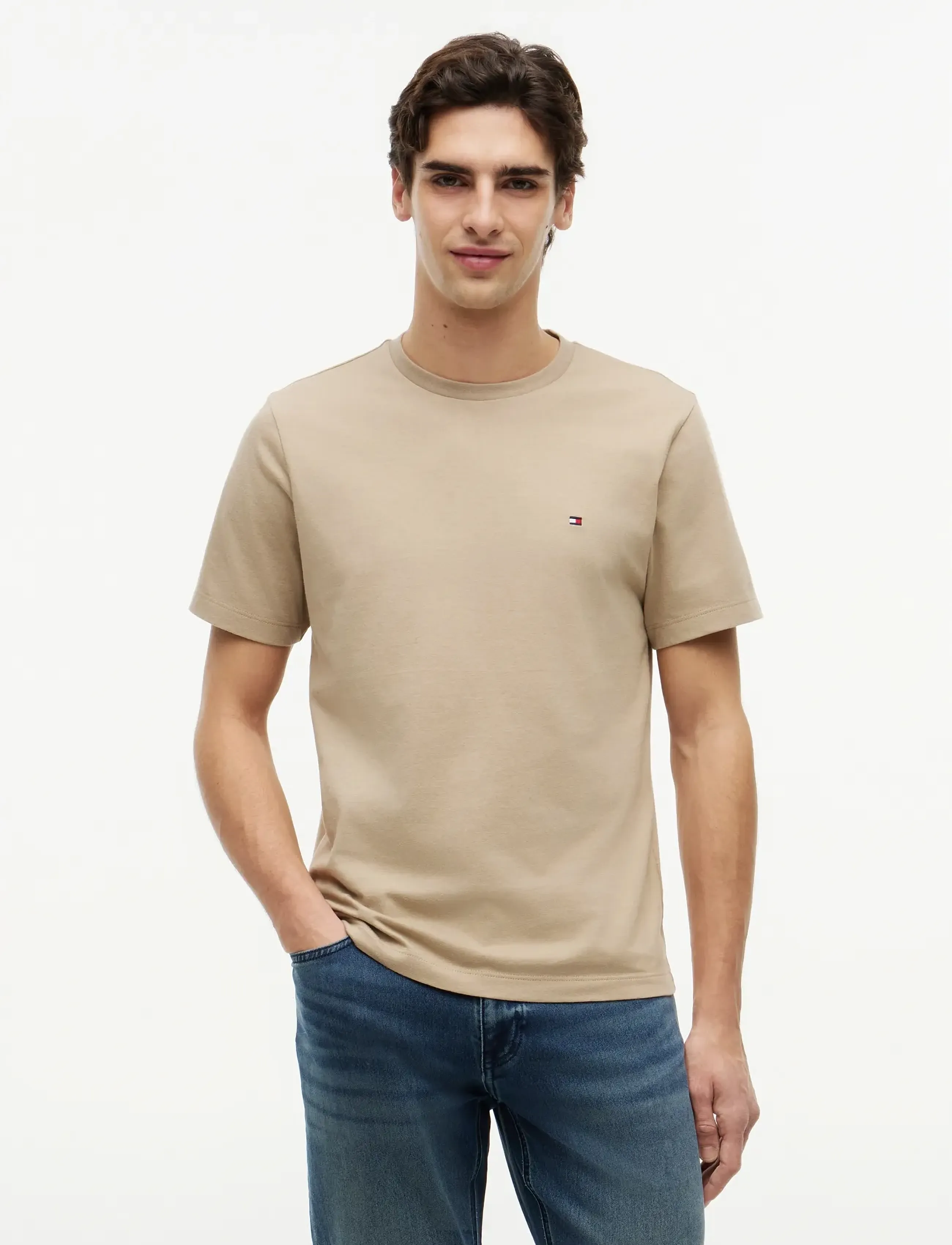 Tommy Hilfiger ESS SEASONAL REG FIT SOLID TEE - Uus - BATIQUE KHAKI / beige