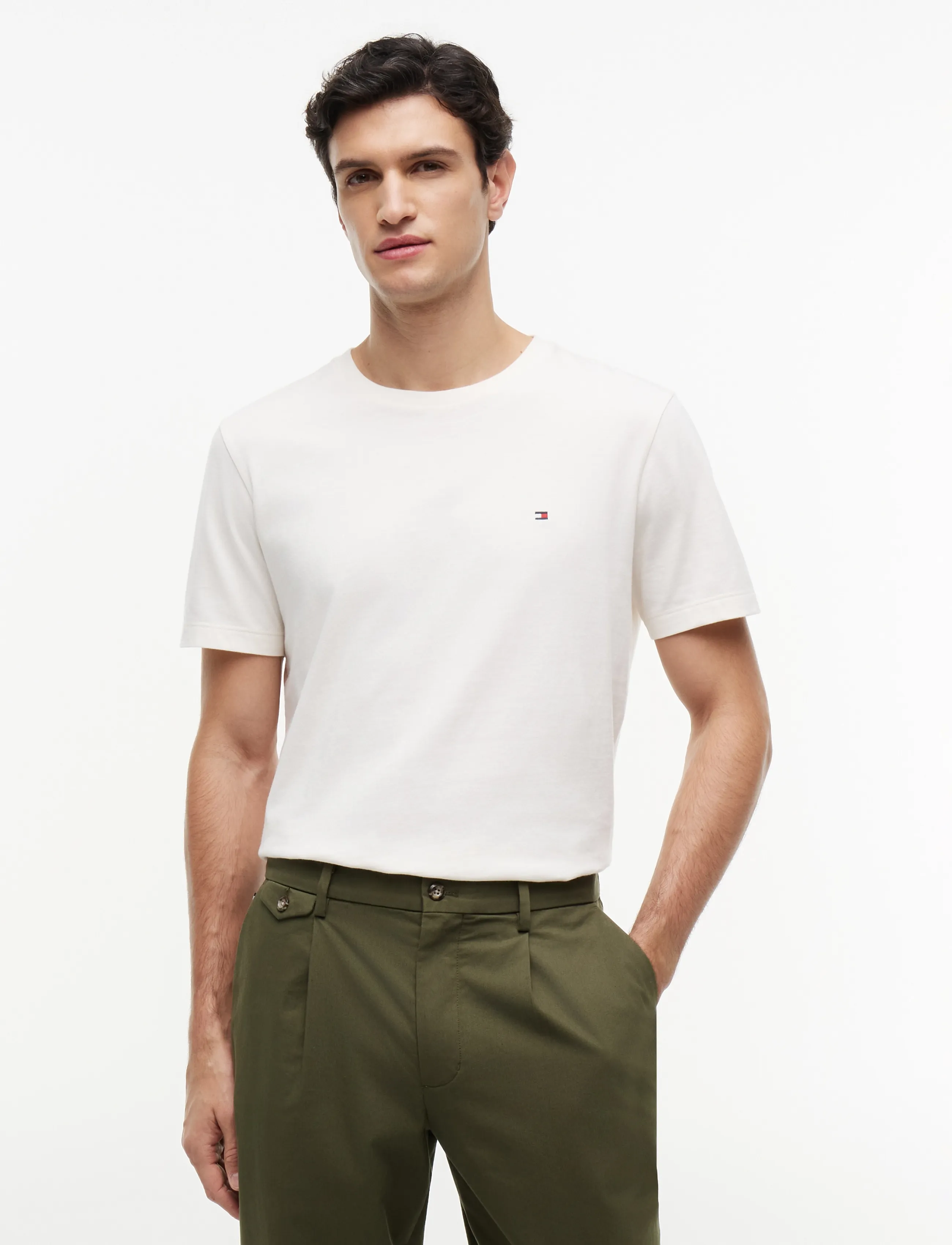 Tommy Hilfiger ESS SEASONAL REG FIT SOLID TEE - T-shirts - IVORY PETAL / cream