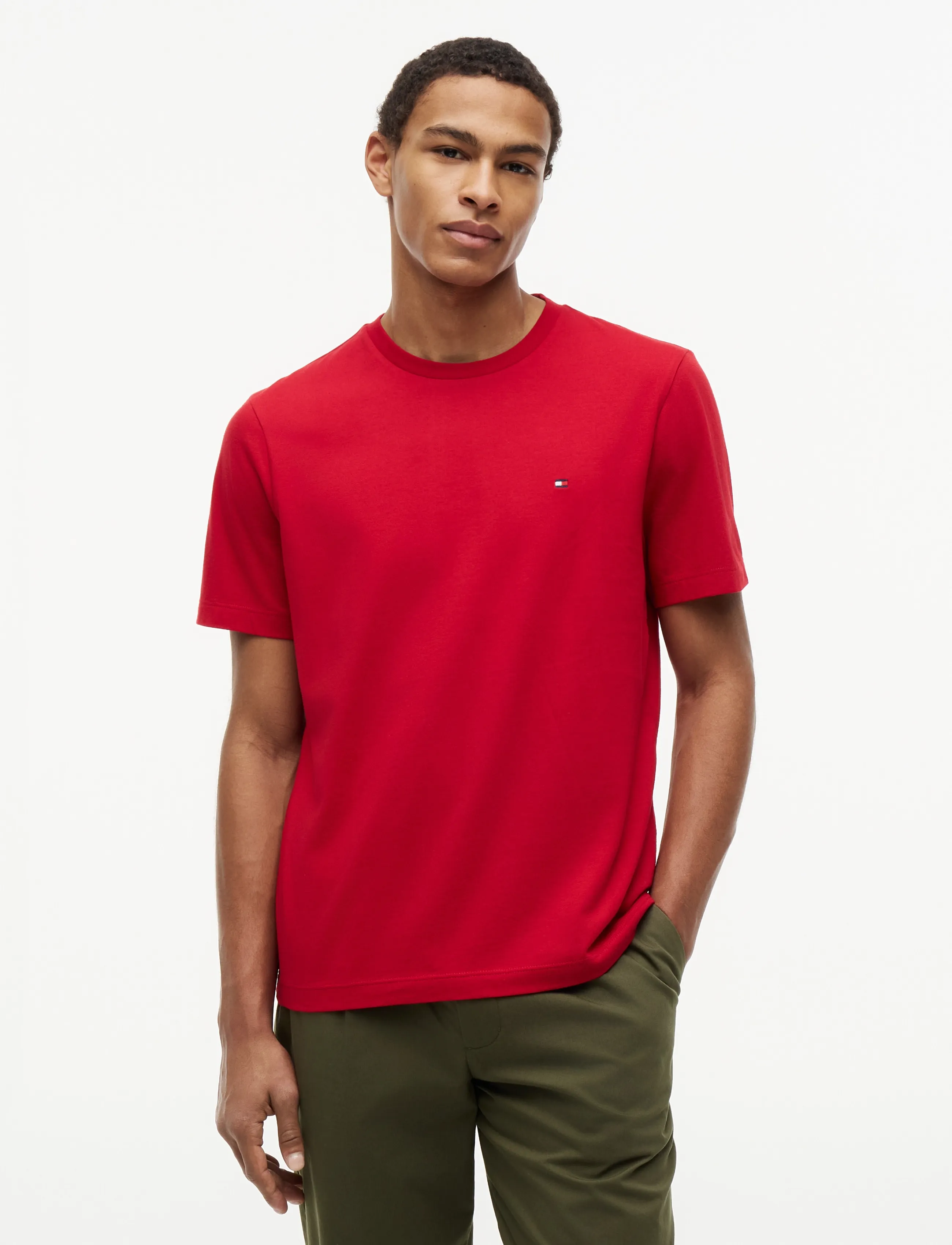 Tommy Hilfiger ESS SEASONAL REG FIT SOLID TEE - T-Shirts - MEDIUM RED / red