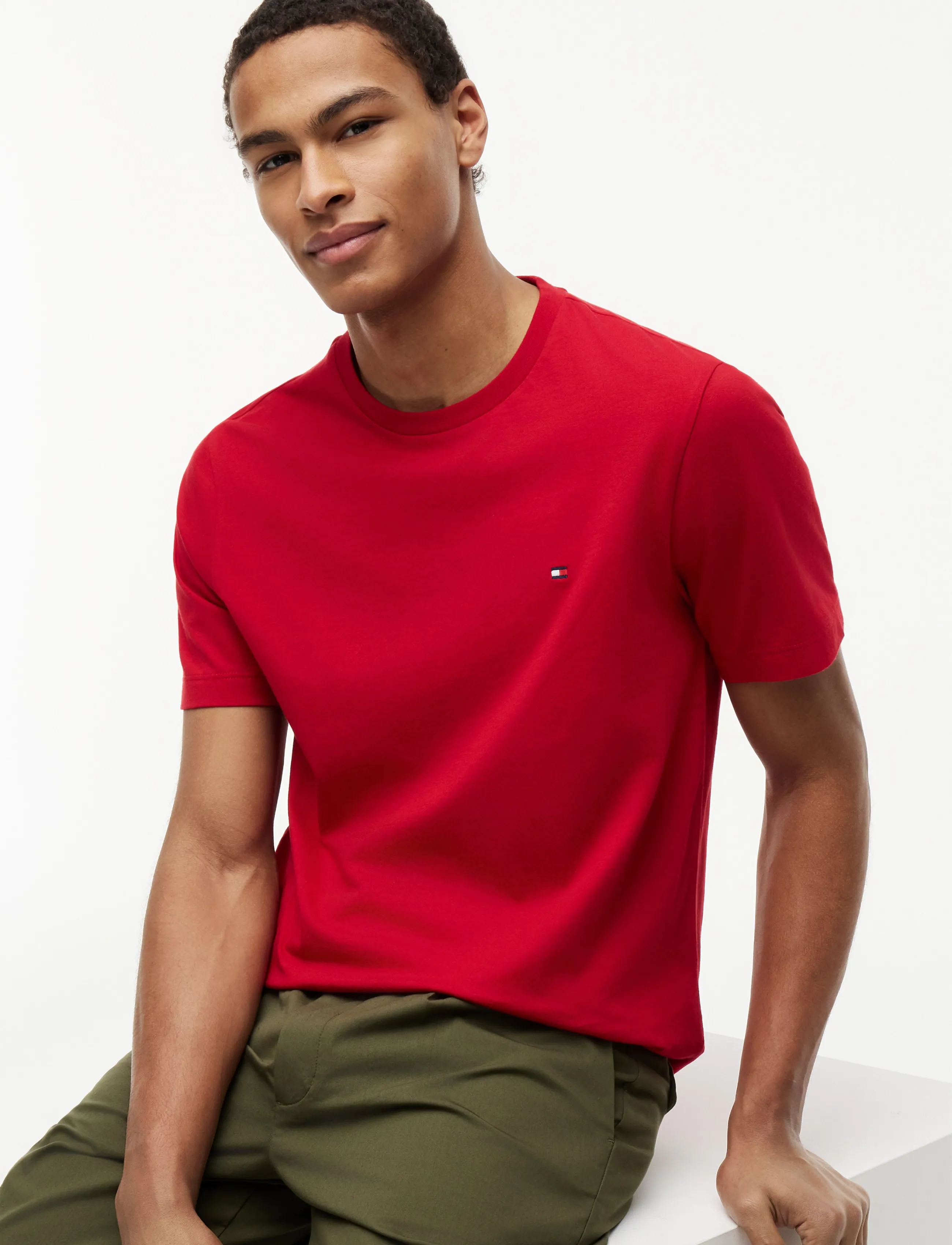 Tommy Hilfiger - ESS SEASONAL REG FIT SOLID TEE - kurzärmelige t-shirts - medium red - 4