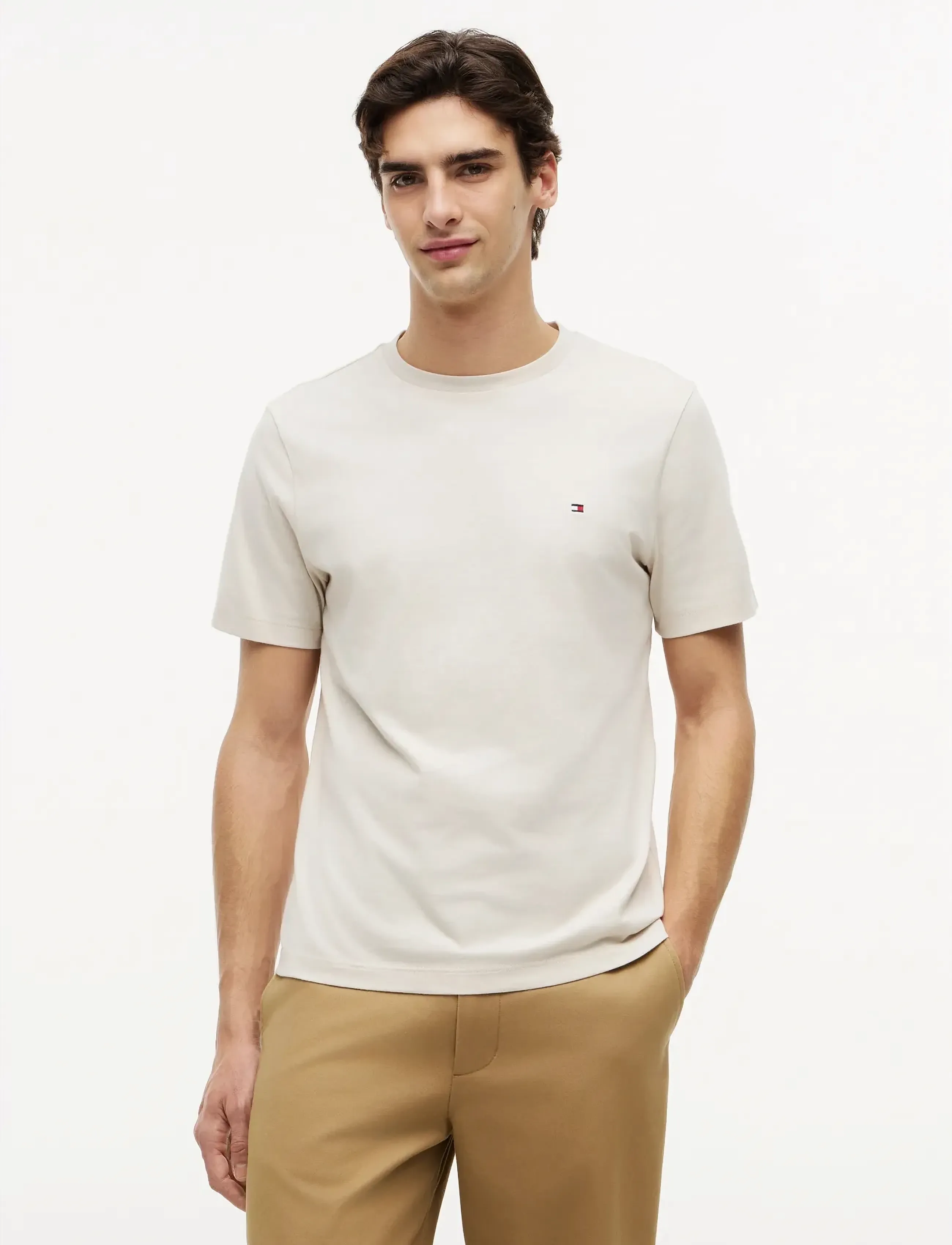 Tommy Hilfiger ESS SEASONAL REG FIT SOLID TEE - T-Shirts - NEWSPRINT / cream