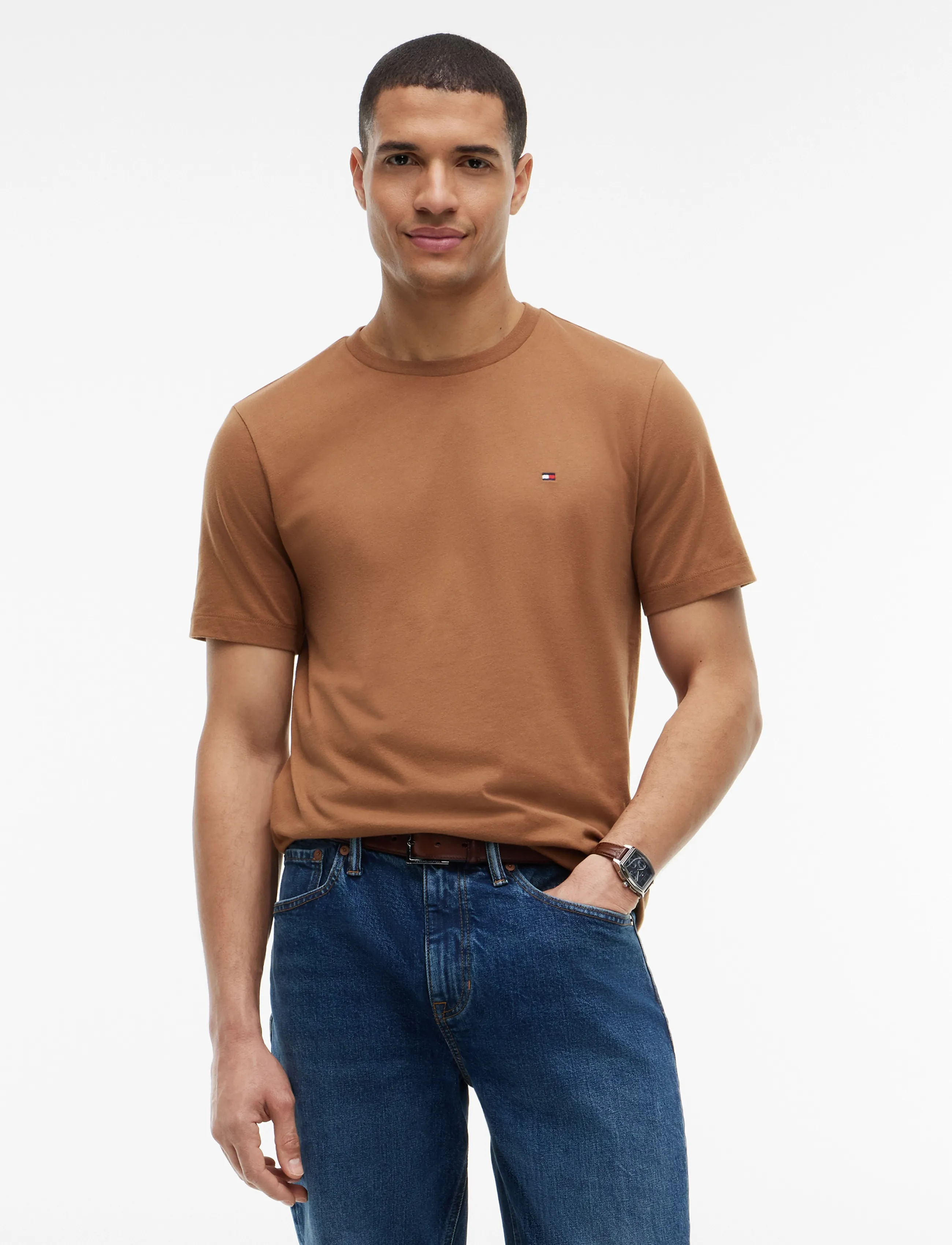 Tommy Hilfiger ESS SEASONAL REG FIT SOLID TEE - Tommy Hilfiger - TIMELESS TAWNY / beige