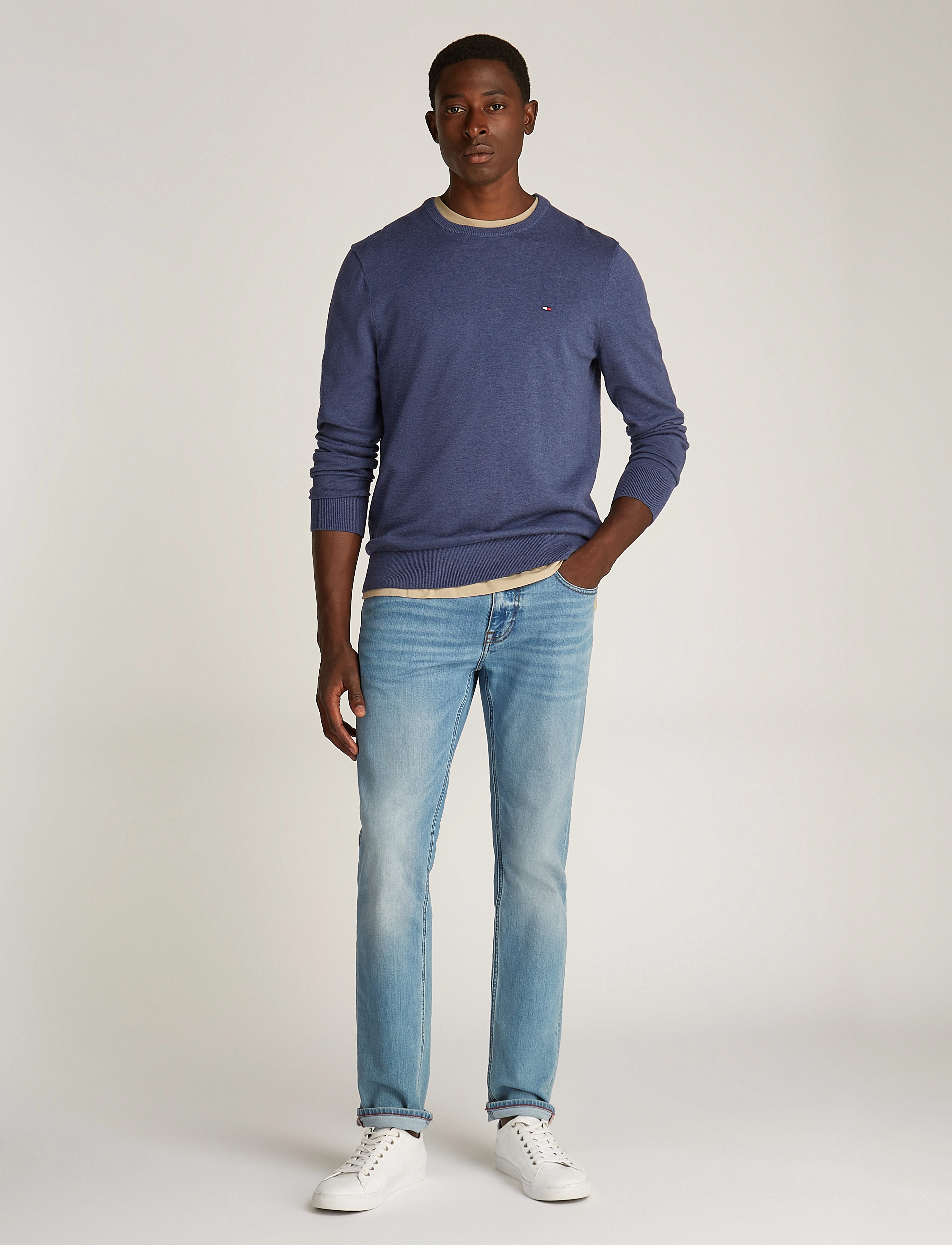 Tommy Hilfiger ESSENTIAL SSNL COTTON CREW NECK - Shoppa efter tillfälle - AEGEAN SEA HEATHER / blue