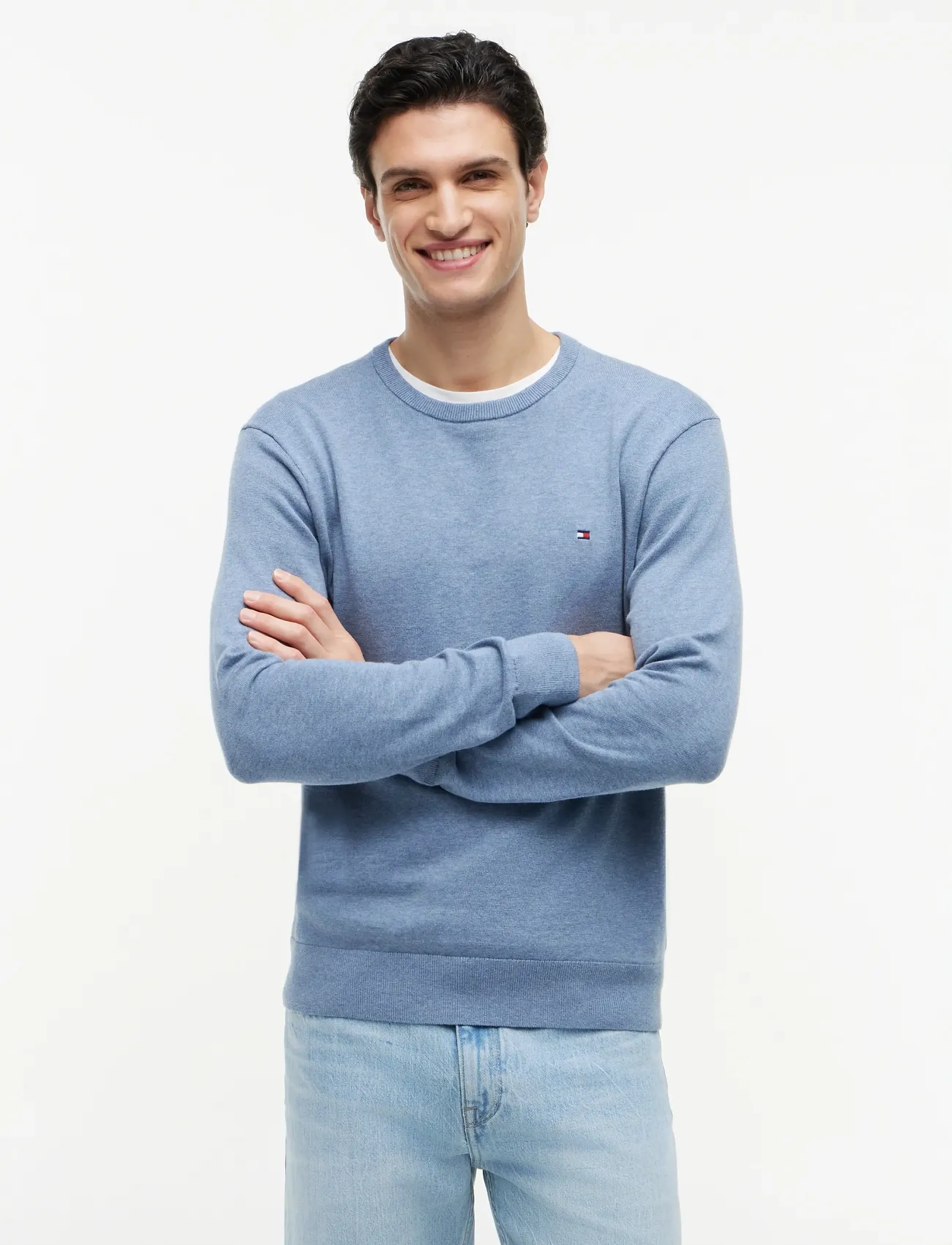Tommy Hilfiger ESSENTIAL SSNL COTTON CREW NECK - Tommy Hilfiger - BRISK BLUE HEATHER / blue