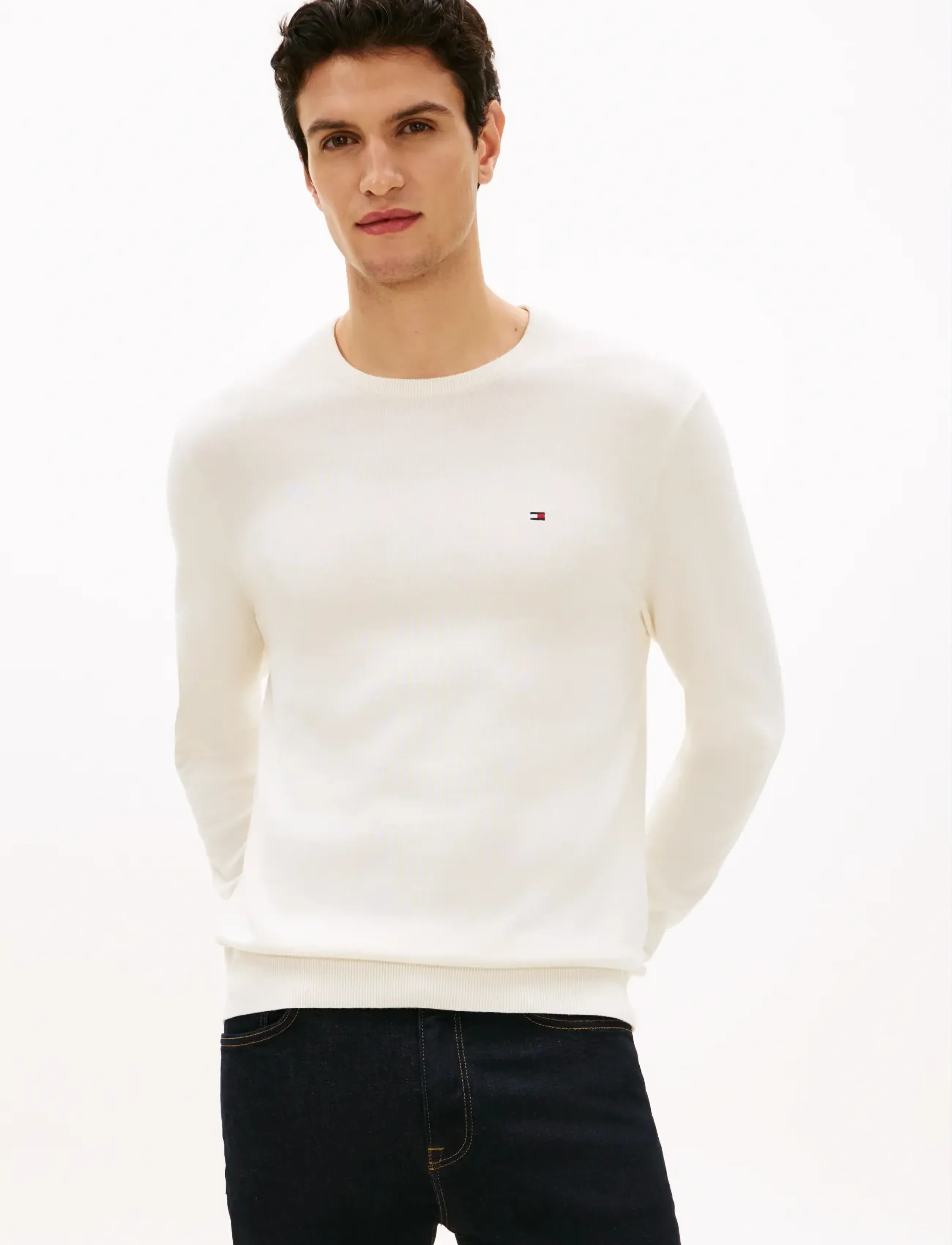 Tommy Hilfiger ESSENTIAL SSNL COTTON CREW NECK - Tommy Hilfiger - IVORY PETAL / white