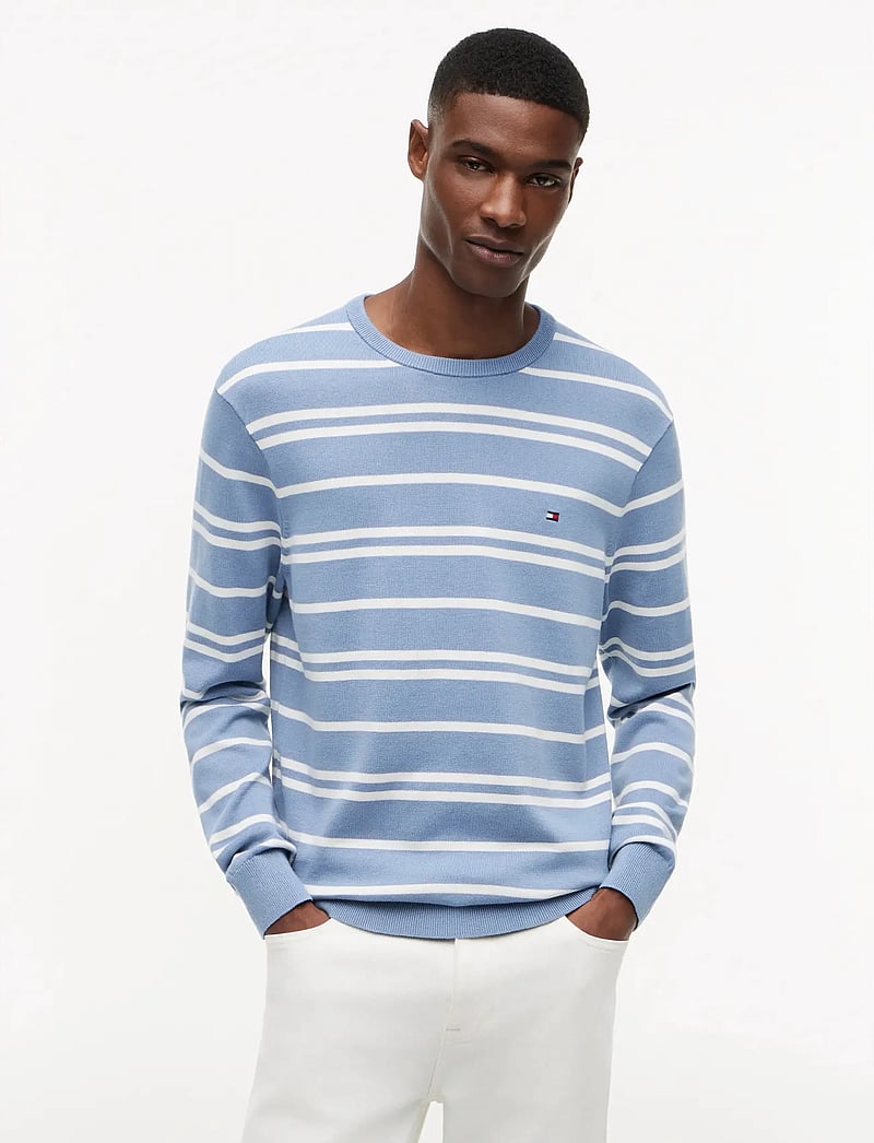 Tommy Hilfiger - ESSENTIAL SSNL COTTON CREW NECK - Ümmarguse kaelusega kudumid - ivory petal brisk blue - 0
