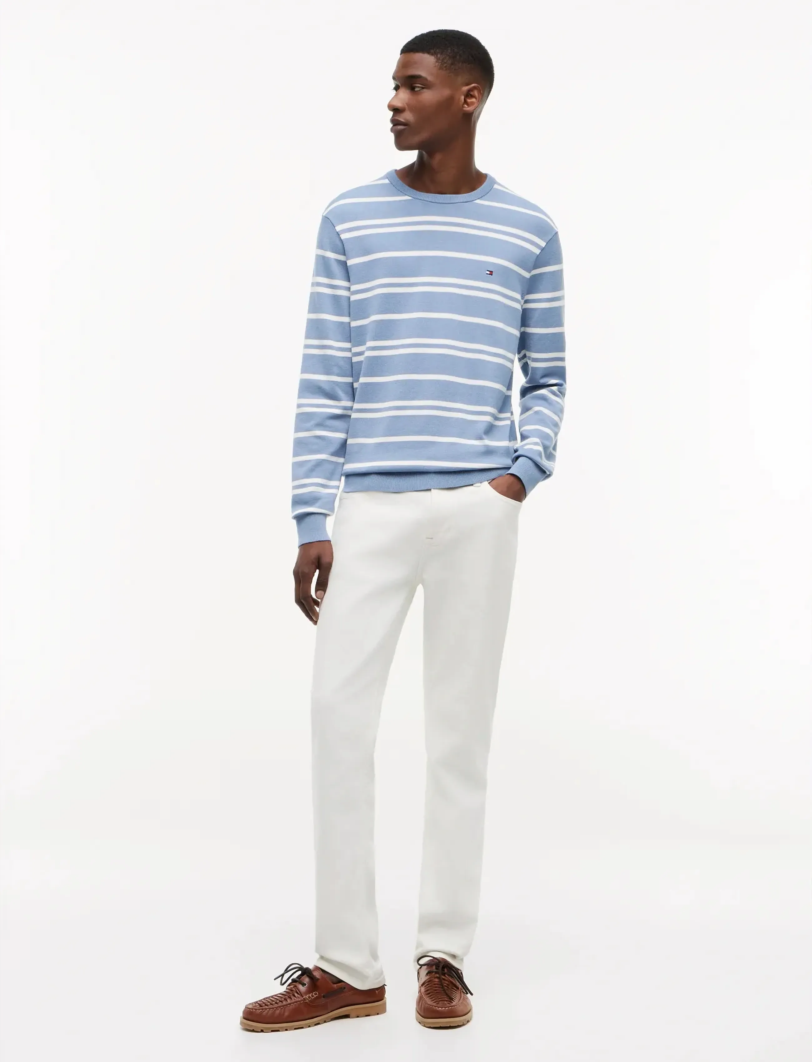 Tommy Hilfiger - ESSENTIAL SSNL COTTON CREW NECK - rundhals - ivory petal brisk blue - 4