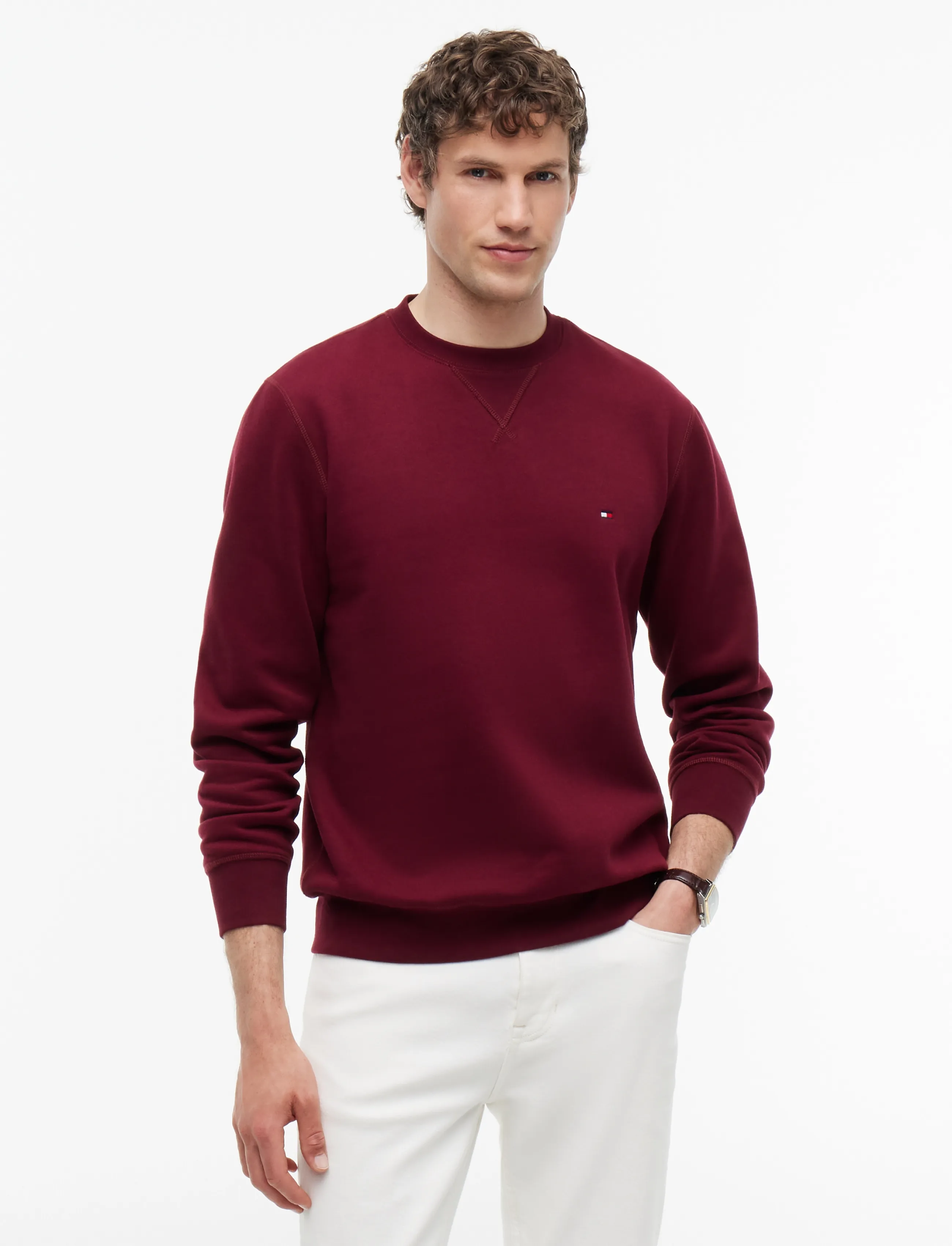 Tommy Hilfiger ESS SEASONAL FLEECE CREWNECK - Tommy Hilfiger - BURGUNDY / burgundy