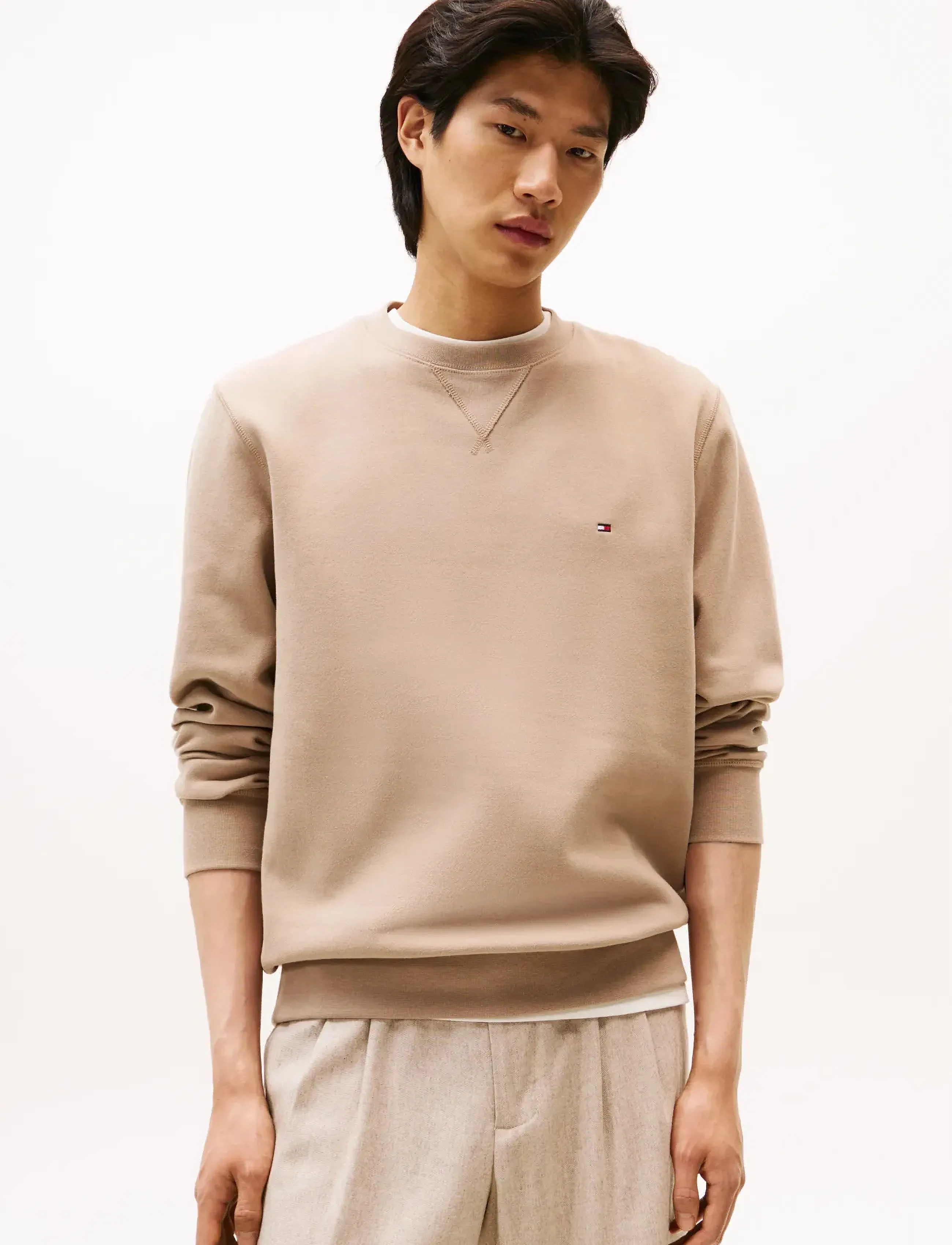 Tommy Hilfiger ESS SEASONAL FLEECE CREWNECK - Tommy Hilfiger - COASTAL TAUPE / beige