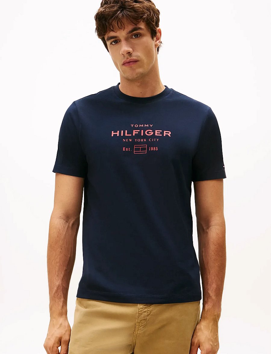 Tommy Hilfiger - HILFIGER STACK GRAPHIC TEE - short-sleeved t-shirts - desert sky - 0