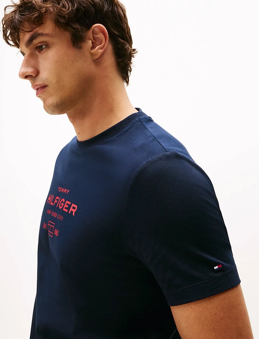 Tommy Hilfiger - HILFIGER STACK GRAPHIC TEE - short-sleeved t-shirts - desert sky - 4