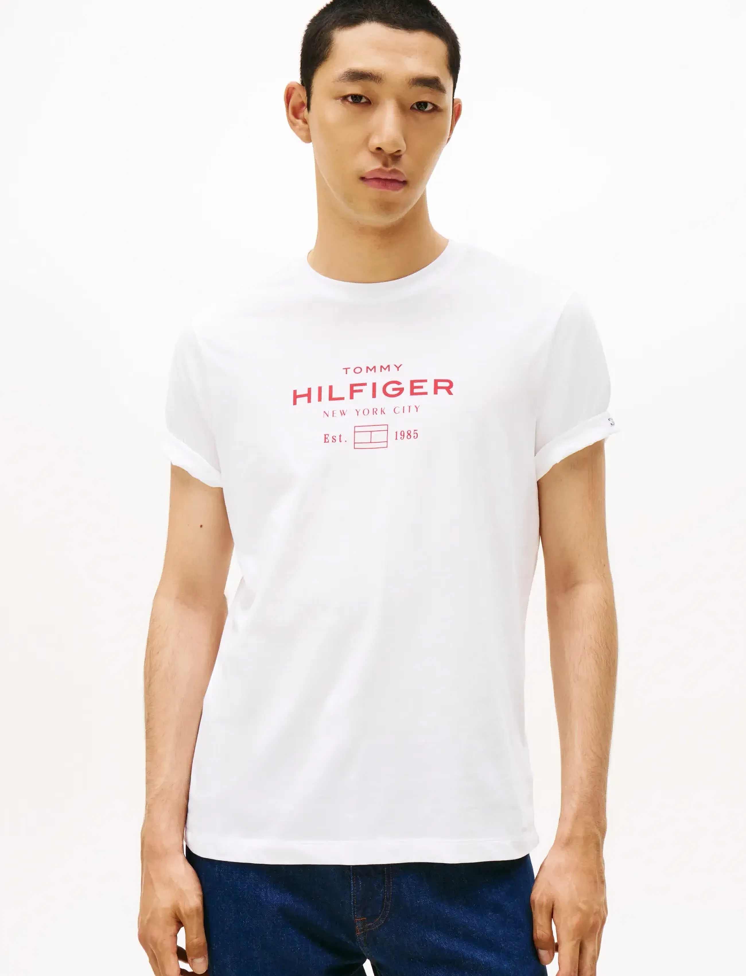 Tommy Hilfiger Hilfiger Stack Graphic Tee, XL, White, T-Shirts > Kortærmede, Herre
