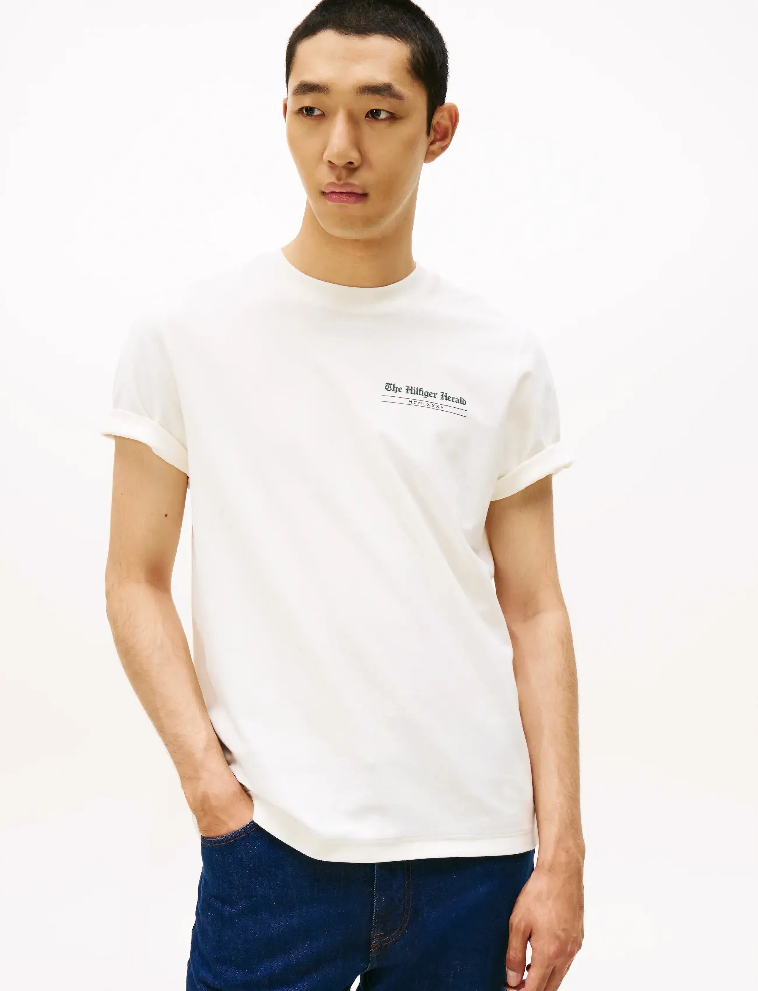 Tommy Hilfiger Hilfiger Herald Back Graphic Tee, M, White, T-Shirts > Kortærmede, Herre