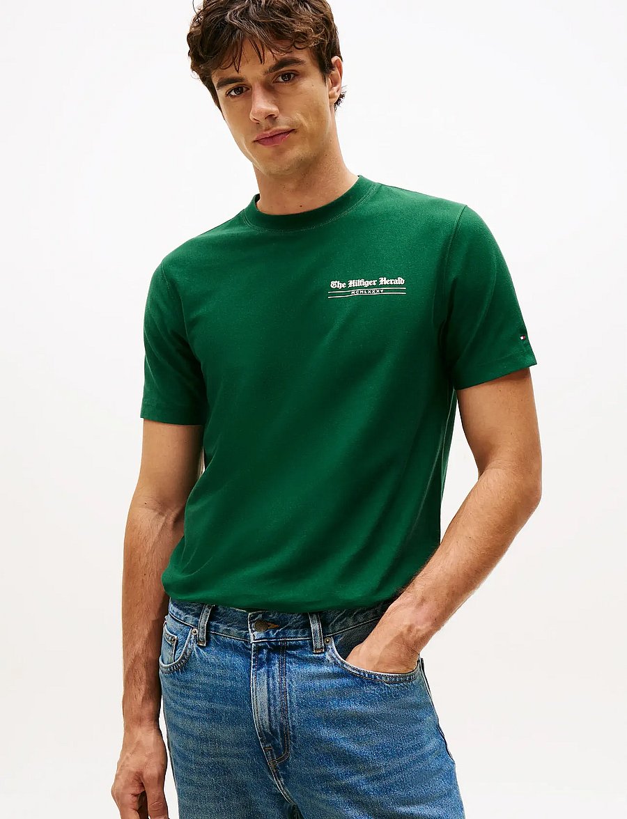 Tommy Hilfiger - HILFIGER HERALD BACK GRAPHIC TEE - lühikeste varrukatega t-särgid - ornamental green - 0