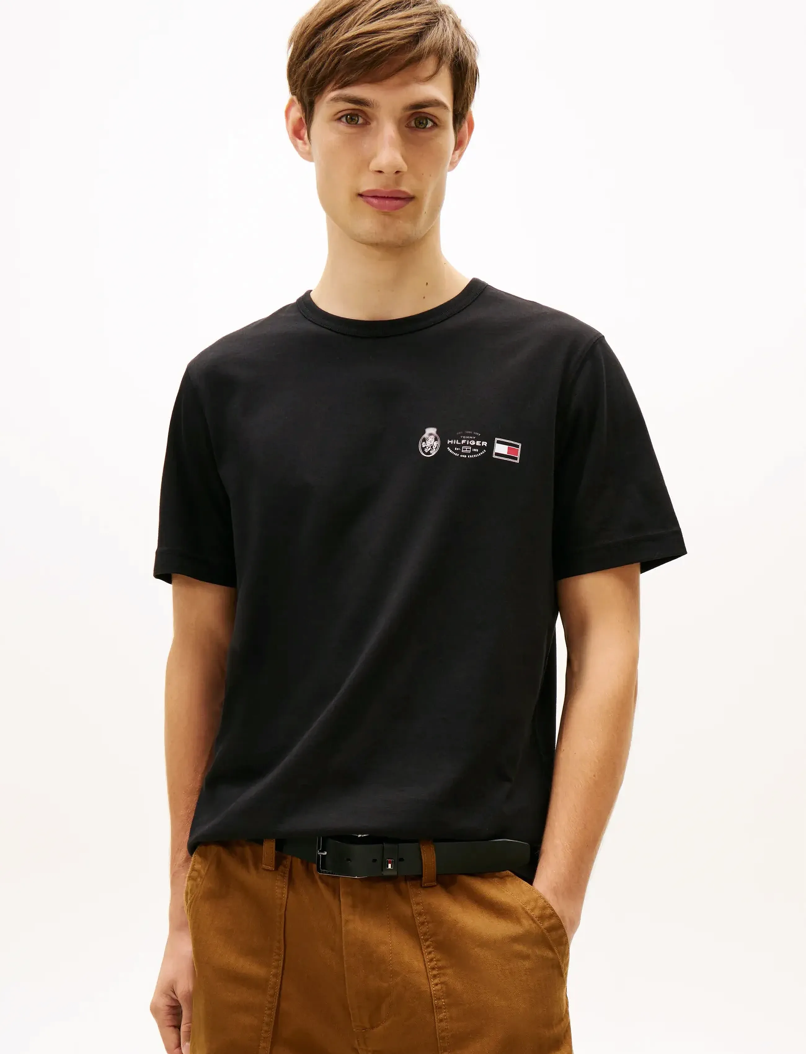 Tommy Hilfiger Small Crest Outline Tee, XL, Black, T-Shirts > Kortærmede, Herre