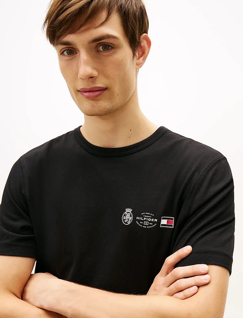 Tommy Hilfiger - SMALL CREST OUTLINE TEE - kortärmade t-shirts - black - 4