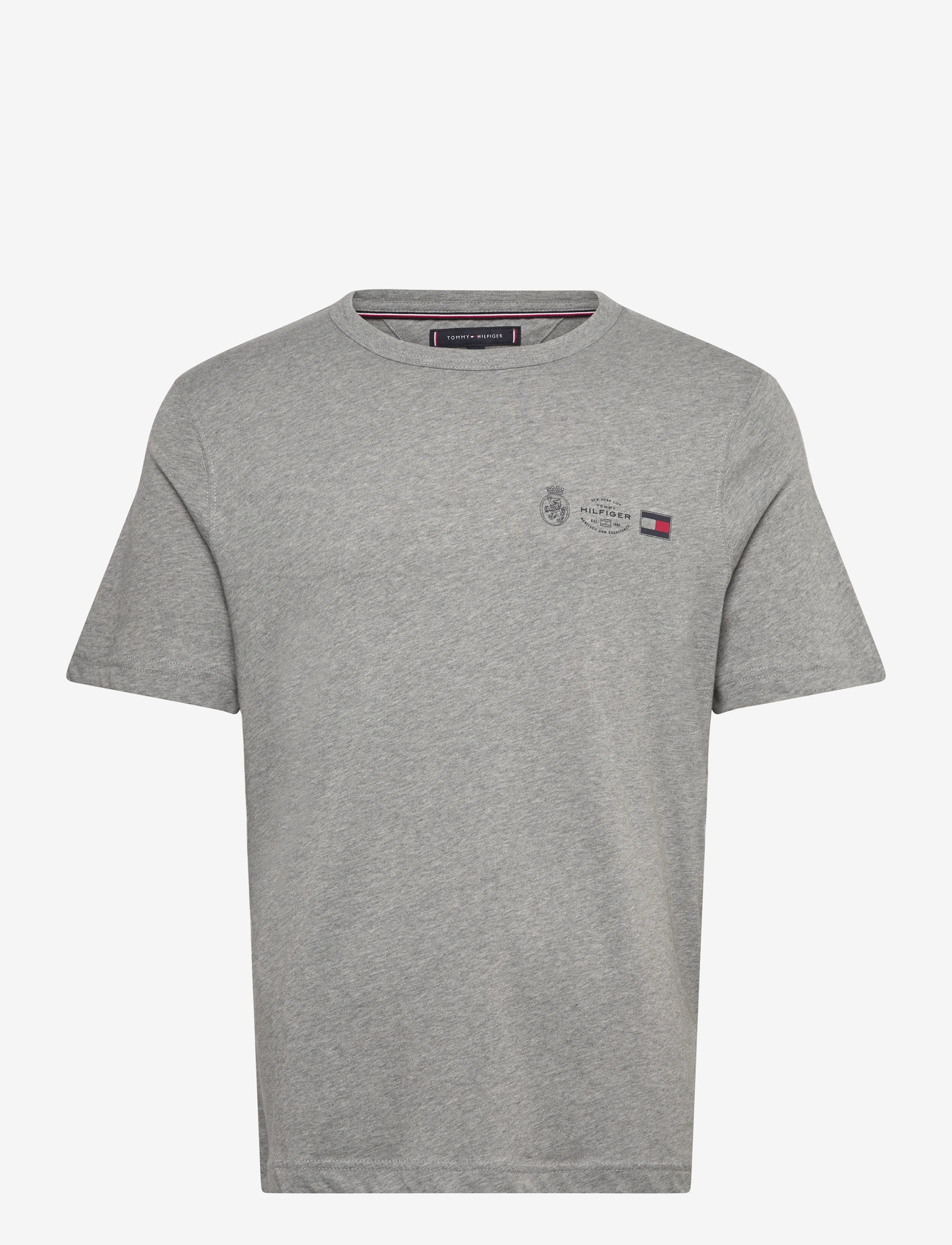 Tommy Hilfiger - SMALL CREST OUTLINE TEE - kortärmade t-shirts - medium grey heather - 1