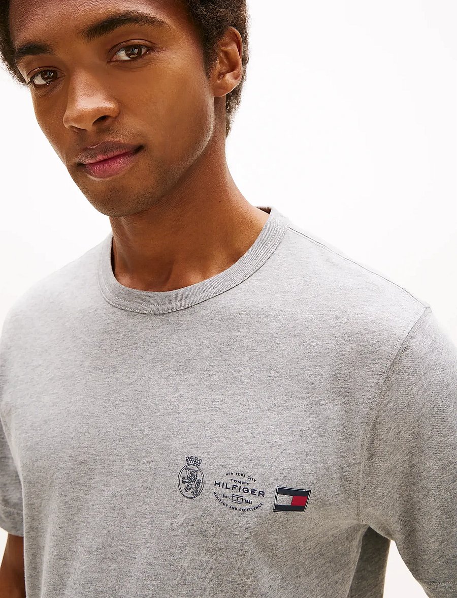 Tommy Hilfiger - SMALL CREST OUTLINE TEE - lühikeste varrukatega t-särgid - medium grey heather - 5