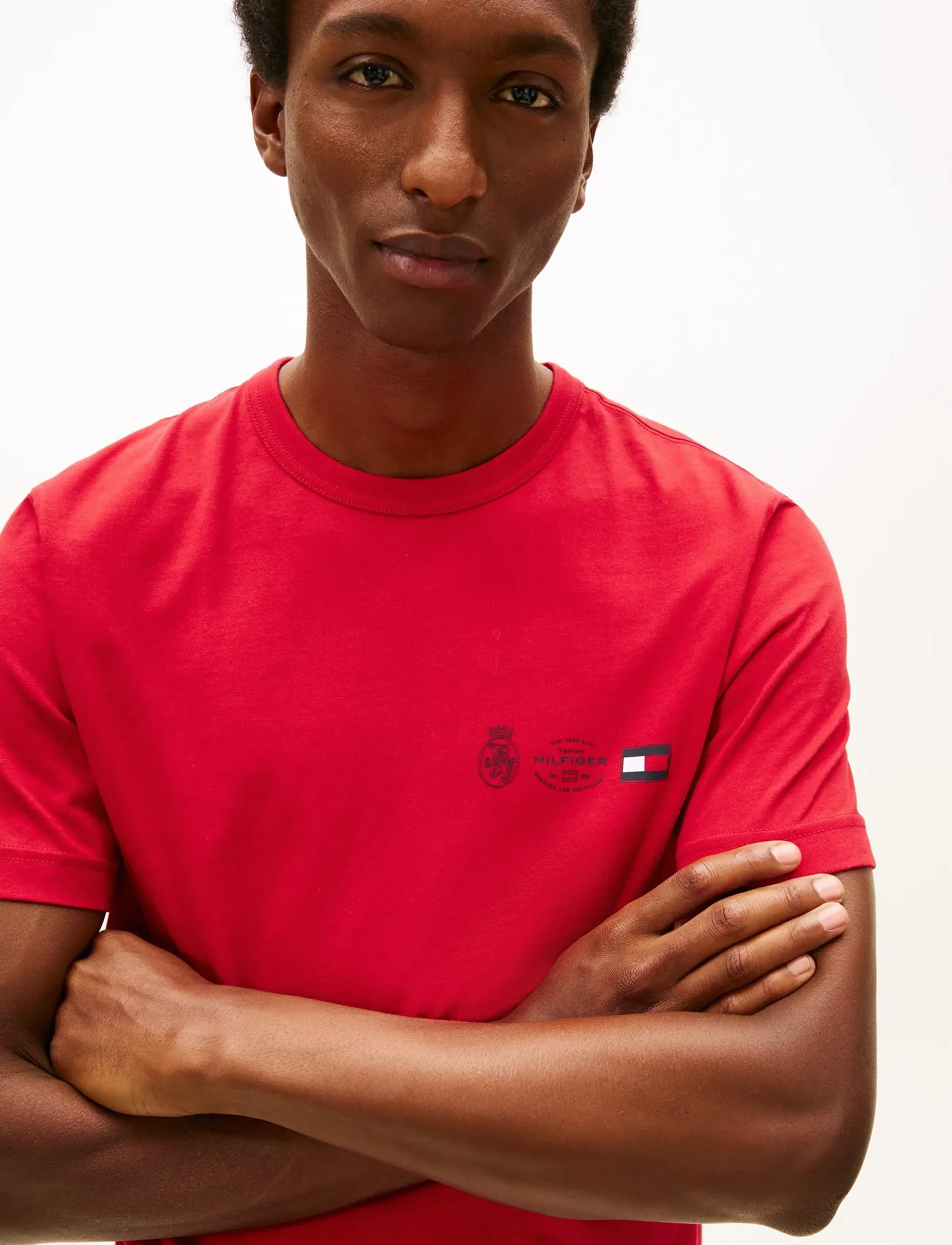 Tommy Hilfiger - SMALL CREST OUTLINE TEE - short-sleeved t-shirts - medium red - 4
