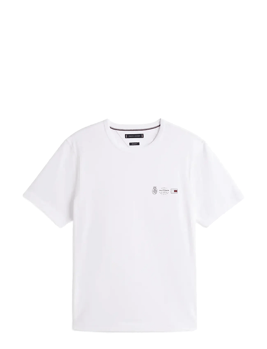 Tommy Hilfiger - SMALL CREST OUTLINE TEE - kurzärmelige t-shirts - white - 1