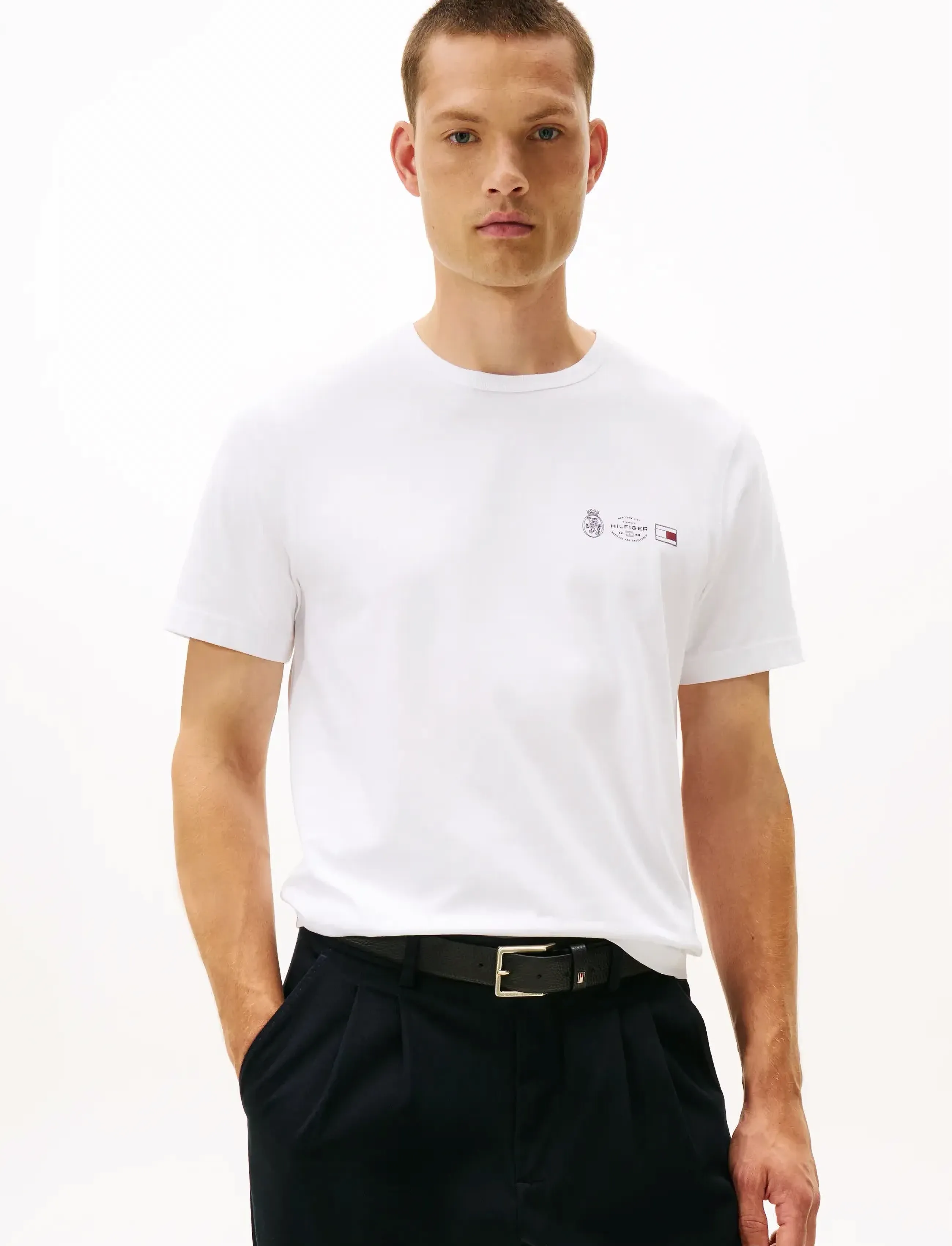 Tommy Hilfiger Small Crest Outline Tee, XXL, T-shirts, Weiß - Short-sleeved, Männerswear