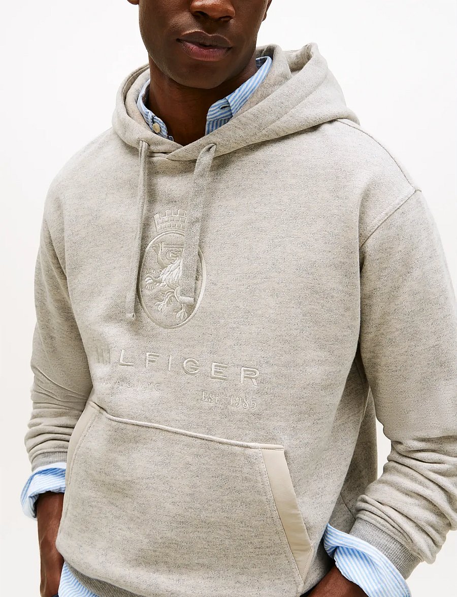 Tommy Hilfiger - CREST GRAPHIC HOODIE - kapuzenpullover - light grey marbled heather - 4