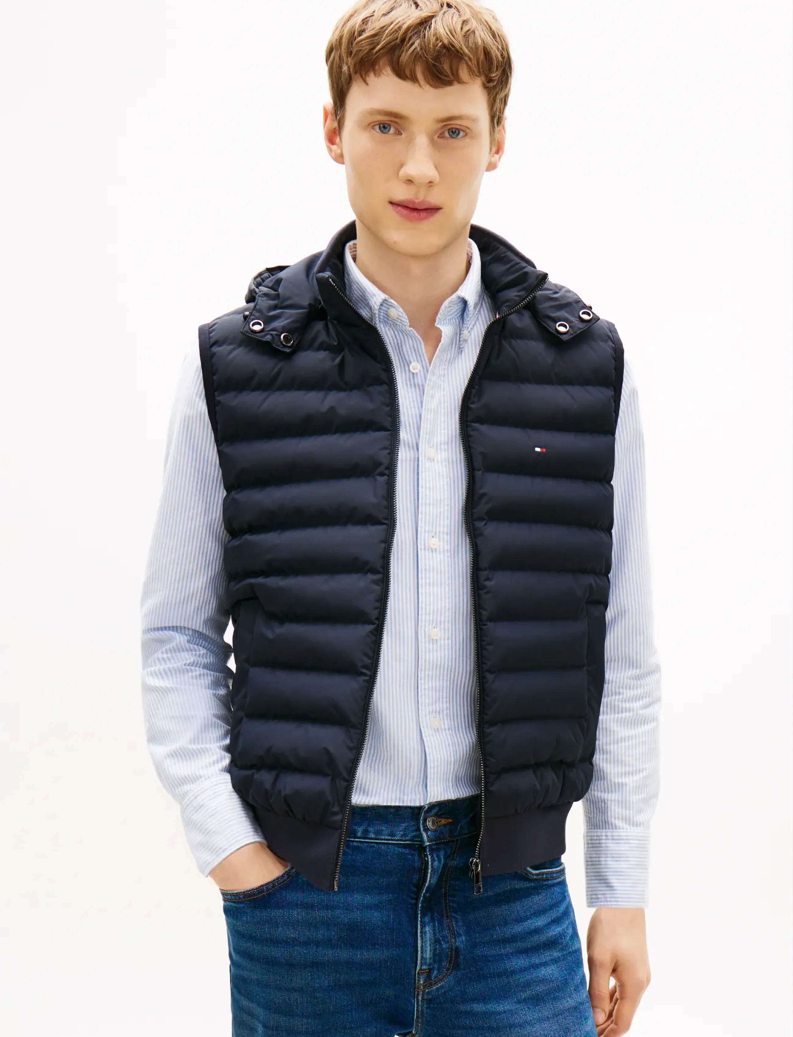 Tommy Hilfiger Mix Media Gilet, XXL, Designer, Marineblau - Westen, Männerswear