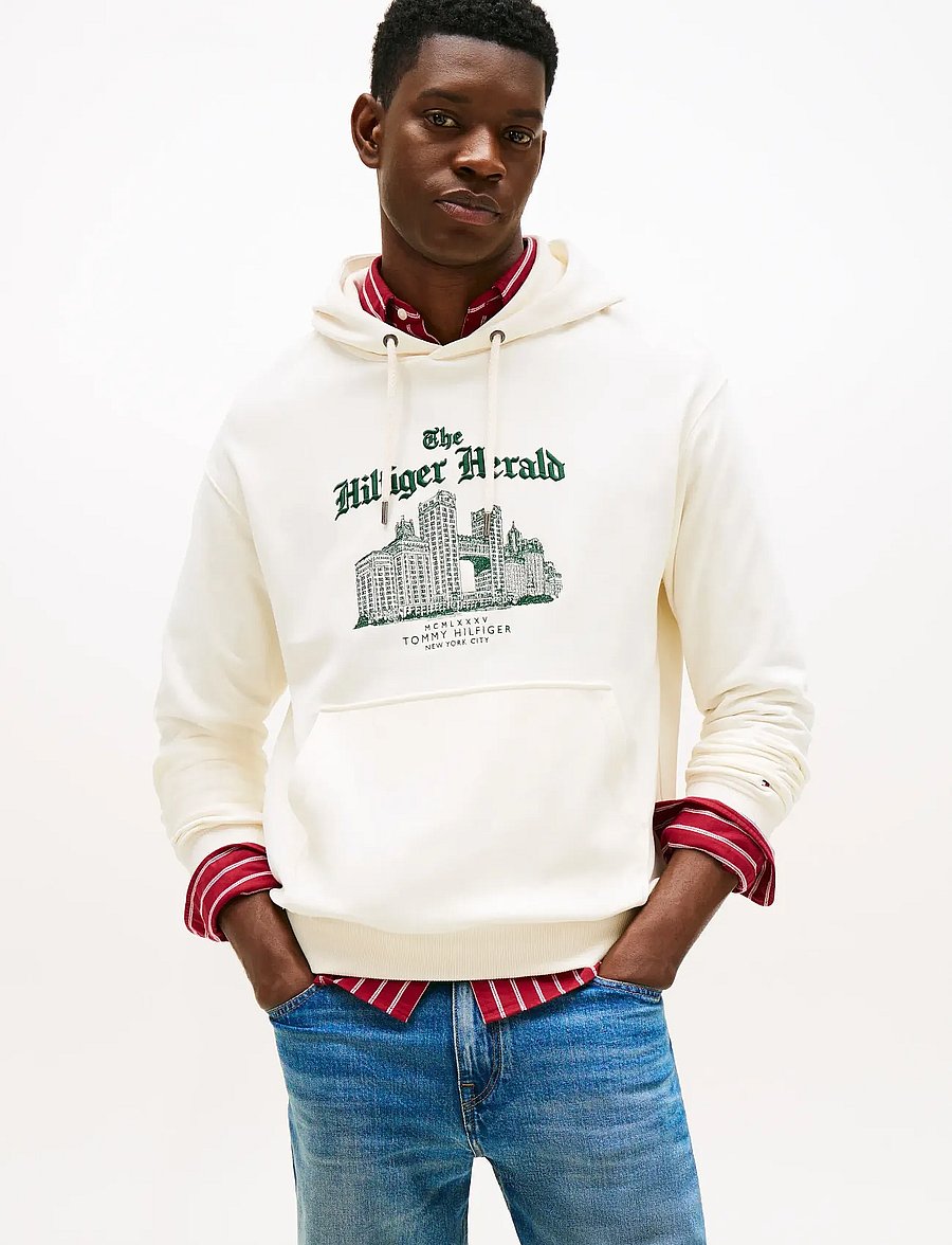 Tommy Hilfiger - HERALD SKYLINE HOODY - kapuzenpullover - ivory petal - 0