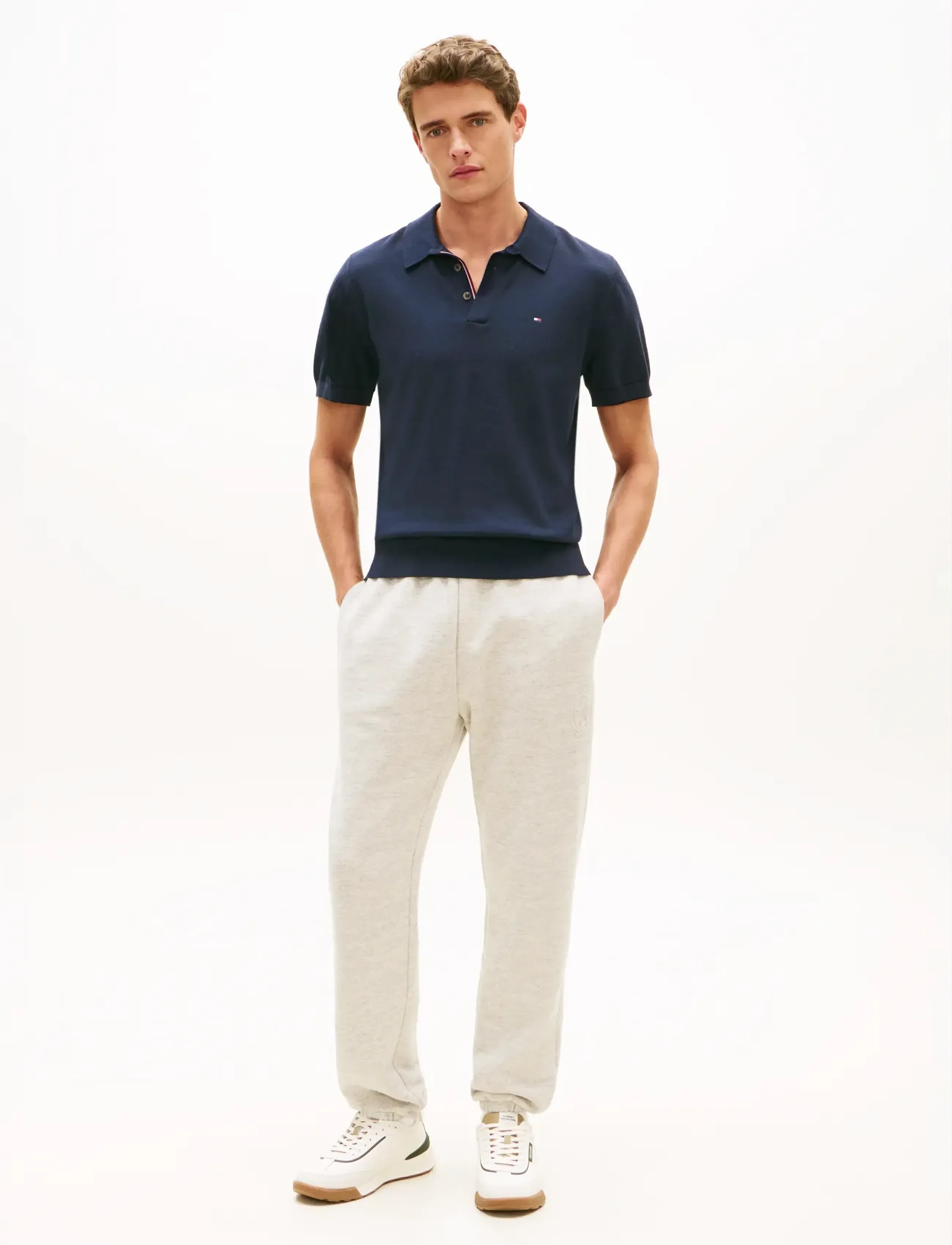 Tommy Hilfiger CREST GRAPHIC SWEATPANT - Preppy - LIGHT GREY MARBLED HEATHER / grey