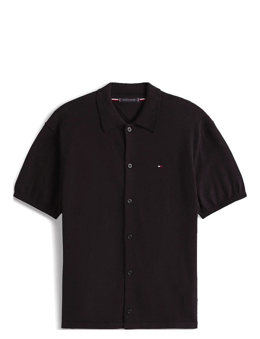 Tommy Hilfiger - ESSENTIAL COTTON SS OVER SHIRT - kortærmede skjorter - black - 1