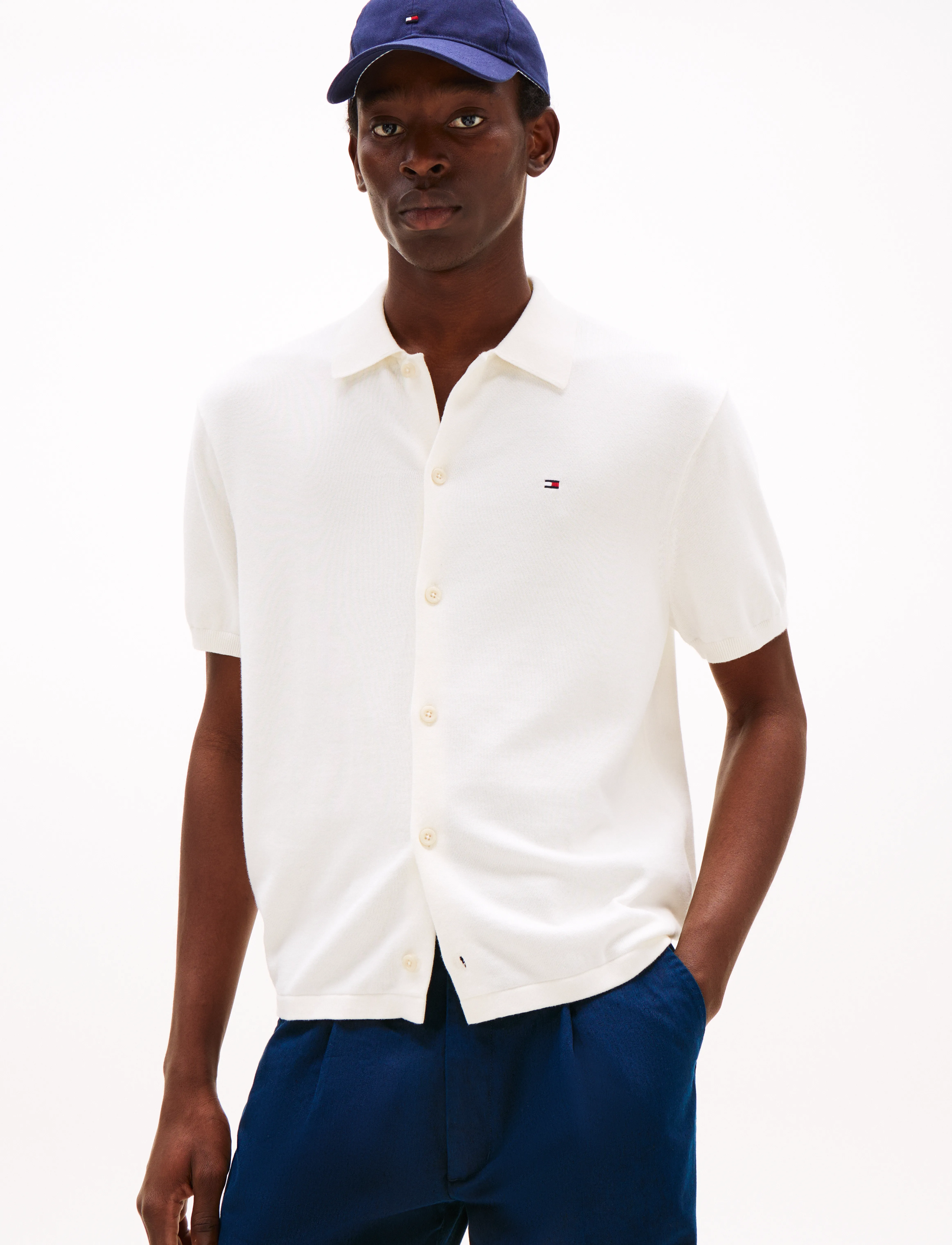 Tommy Hilfiger ESSENTIAL COTTON SS OVER SHIRT - Tommy Hilfiger - IVORY PETAL / white