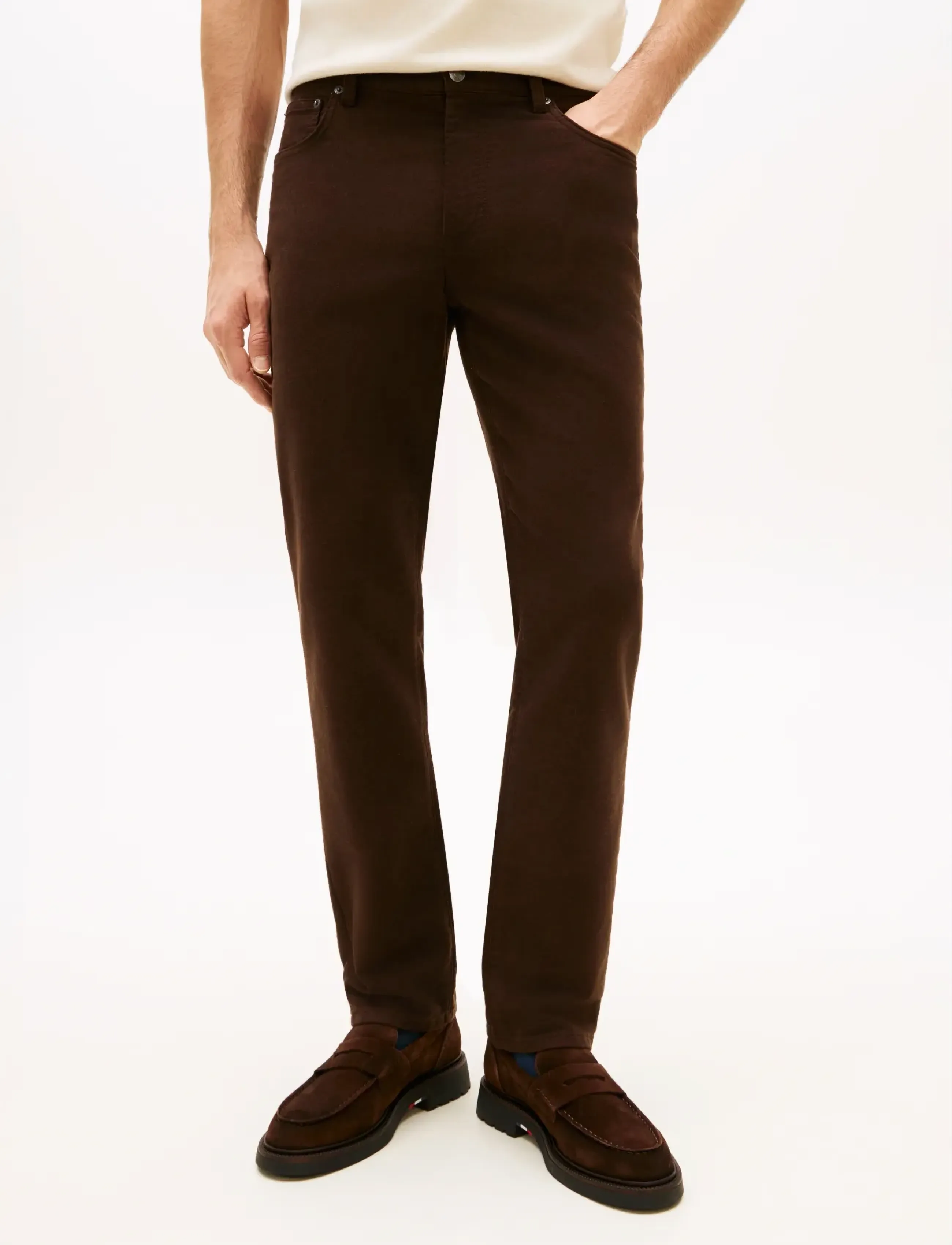 Tommy Hilfiger DENTON 5PKT MOLESKIN - Kläder - DARK BROWN / brown