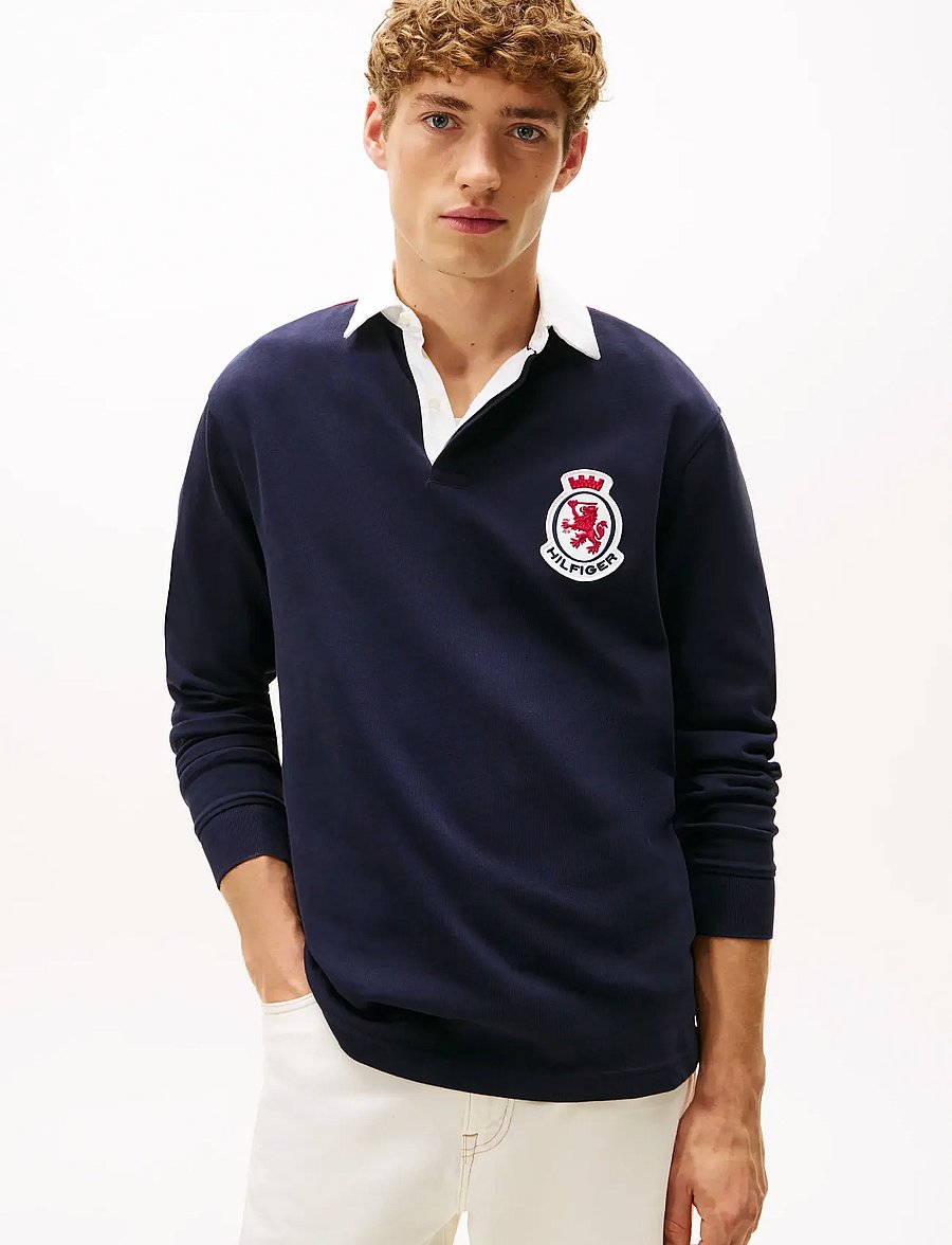 Tommy Hilfiger - LS RWB BLOCKING POLO - długi rękaw - desert sky - 0