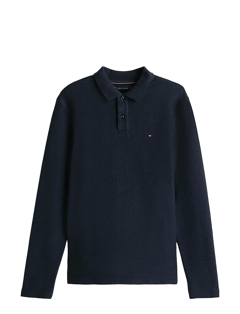 Tommy Hilfiger - LS HERRINGBONE REG POLO - långärmade pikéer - desert sky - 1
