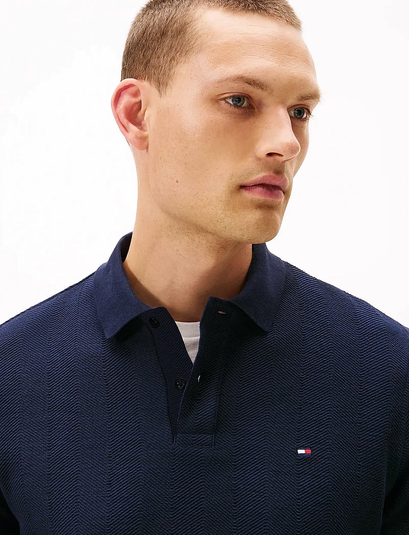 Tommy Hilfiger - LS HERRINGBONE REG POLO - långärmade pikéer - desert sky - 4