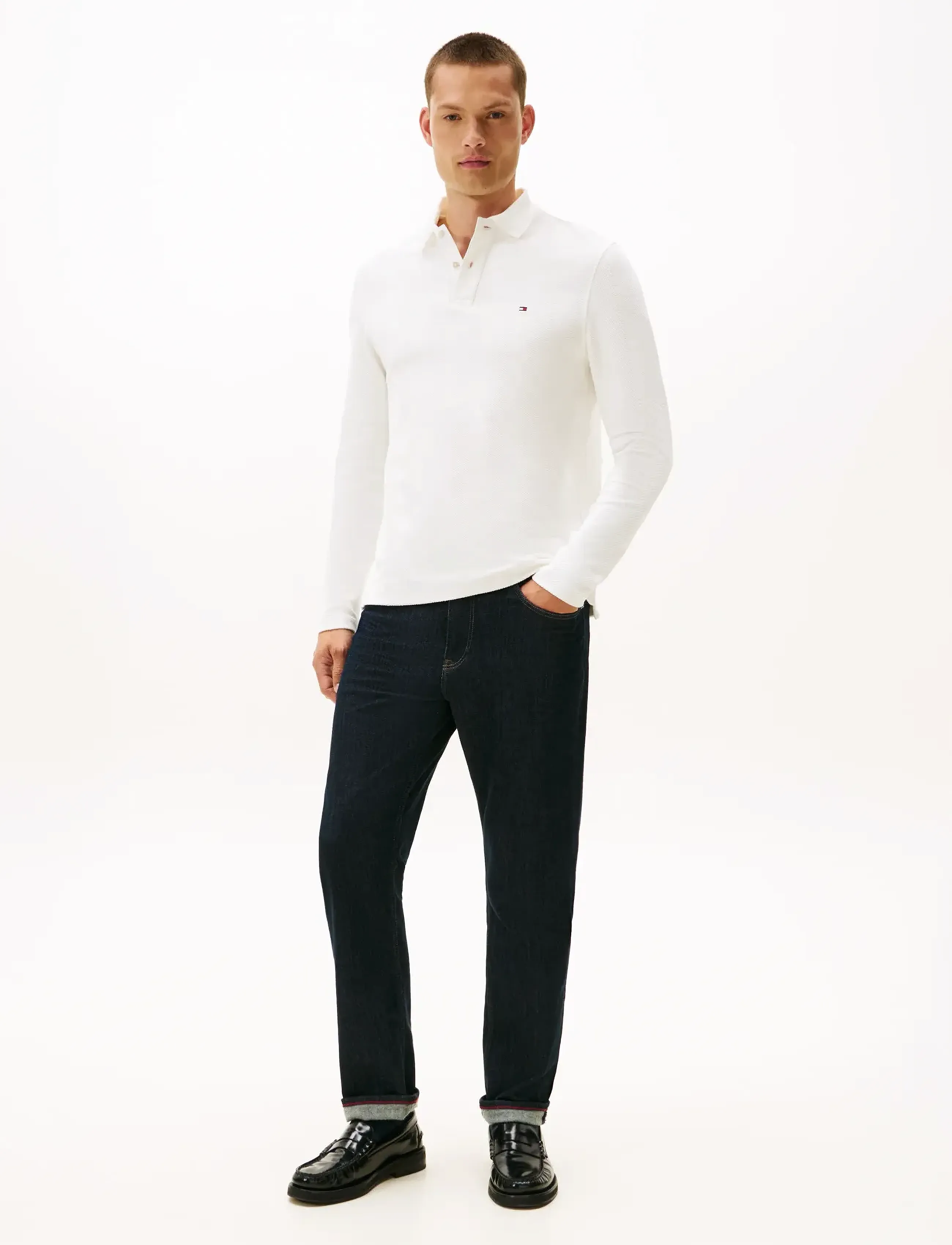 Tommy Hilfiger - LS HERRINGBONE REG POLO - langærmede poloer - ecru - 2