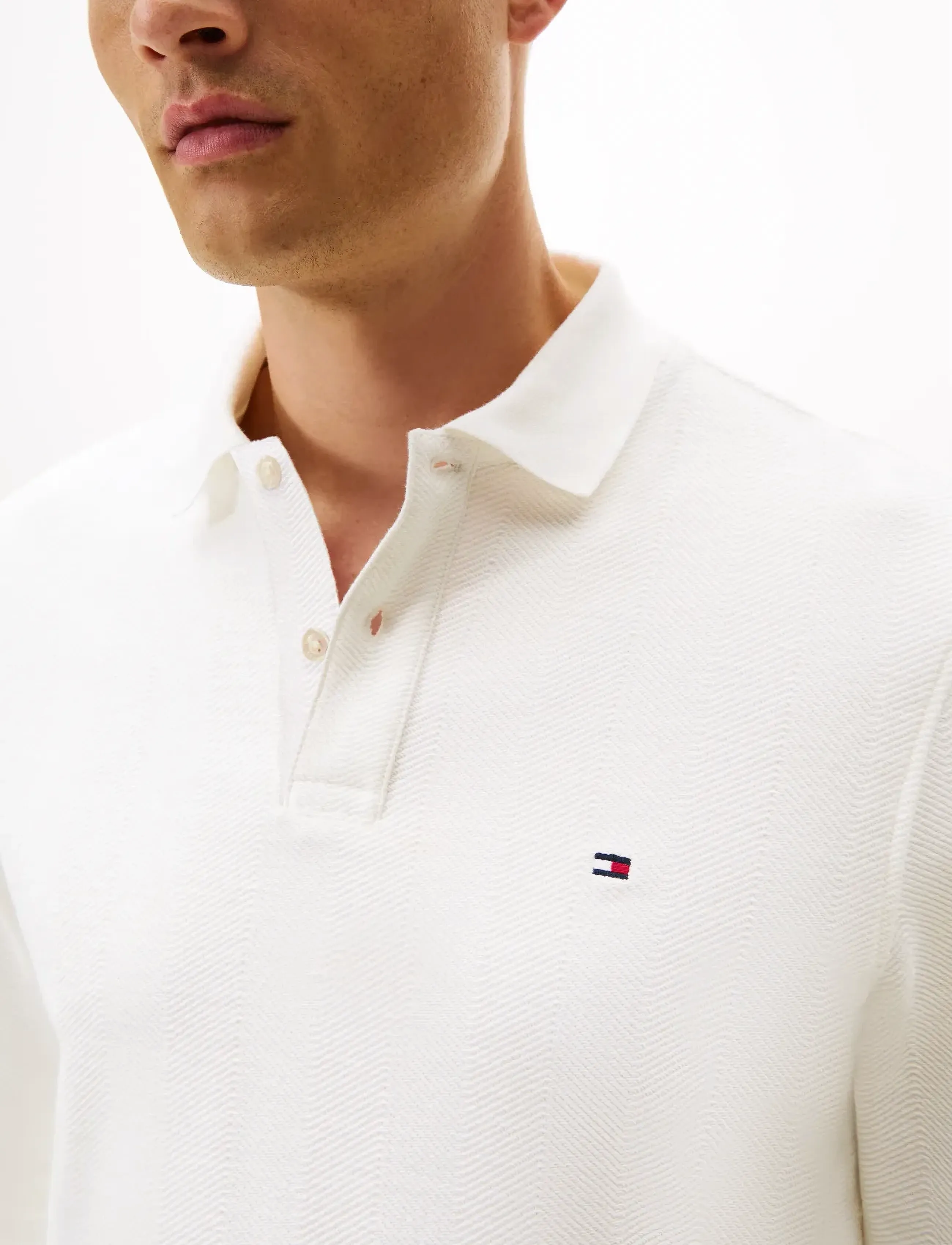 Tommy Hilfiger - LS HERRINGBONE REG POLO - langærmede poloer - ecru - 4