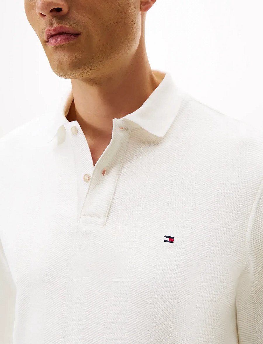 Tommy Hilfiger - LS HERRINGBONE REG POLO - langærmede poloer - ecru - 4