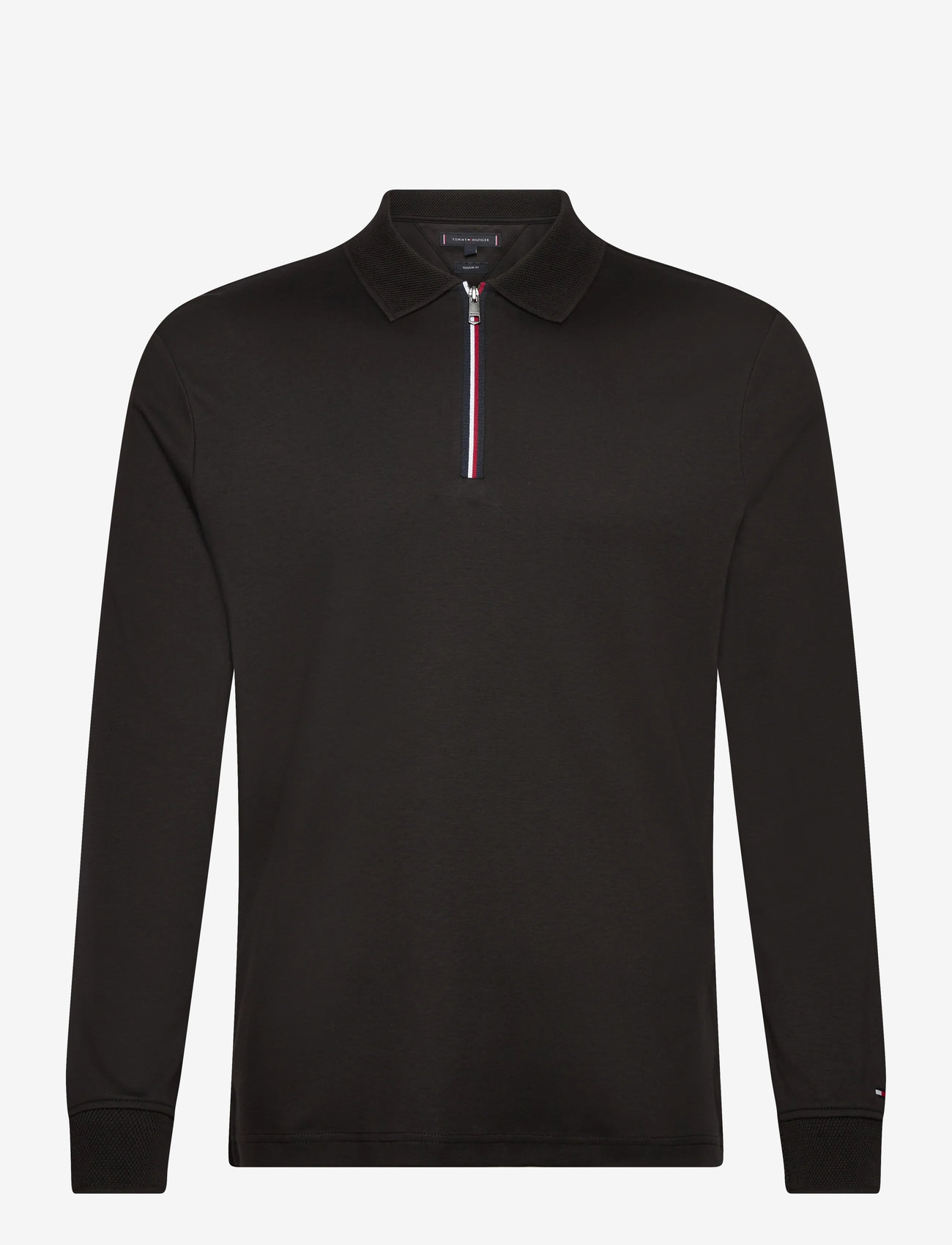 Tommy Hilfiger - LS ZIP INTERLOCK REG POLO - långärmade pikéer - black - 1