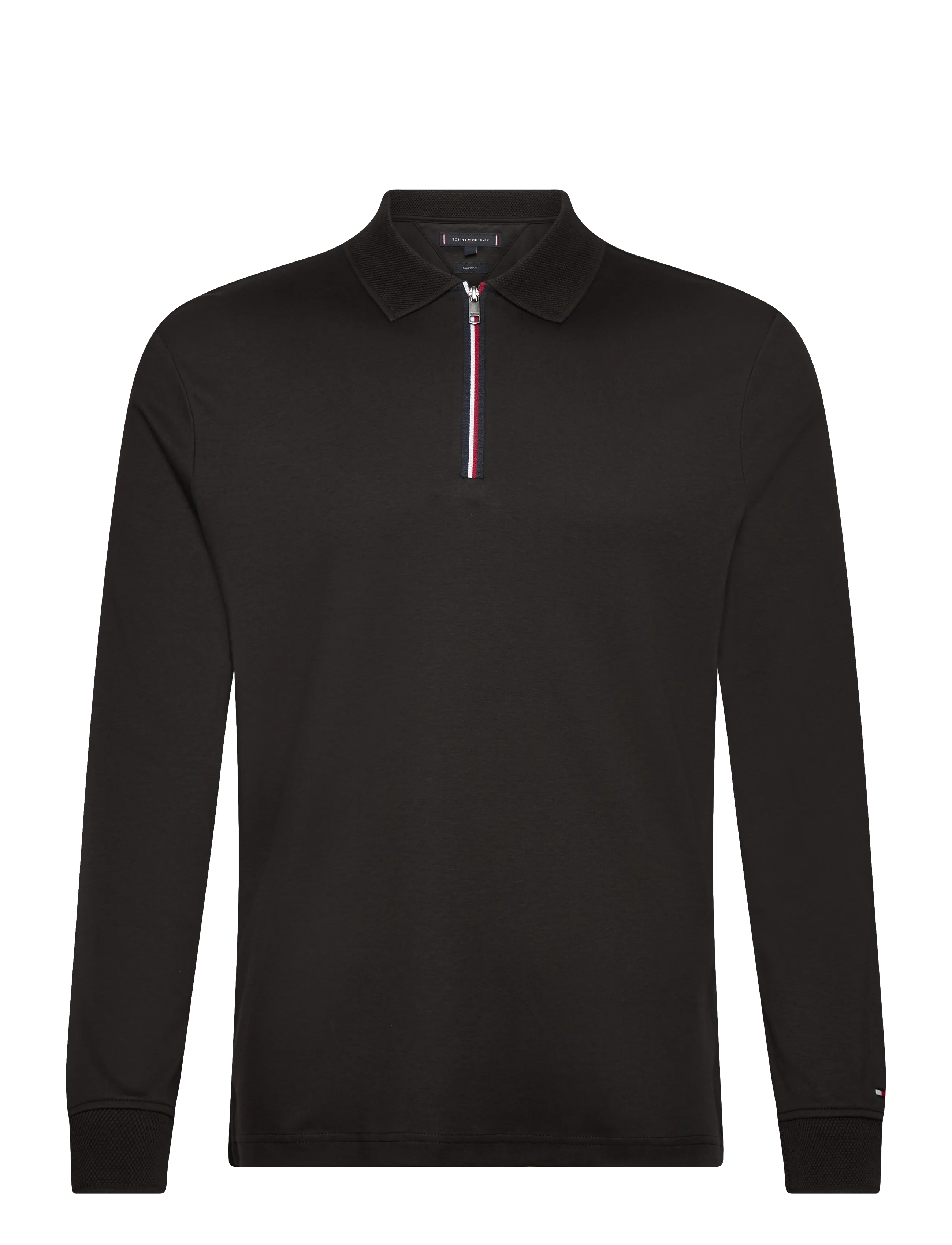 Tommy Hilfiger LS ZIP INTERLOCK REG POLO - Pikéer - BLACK / black