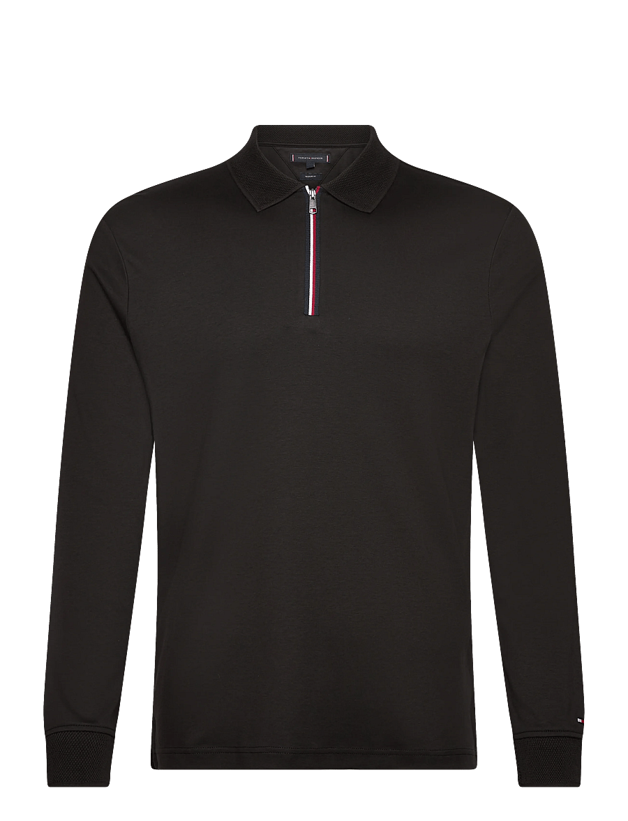 Tommy Hilfiger - LS ZIP INTERLOCK REG POLO - pikkade varrukatega polod - black - 1