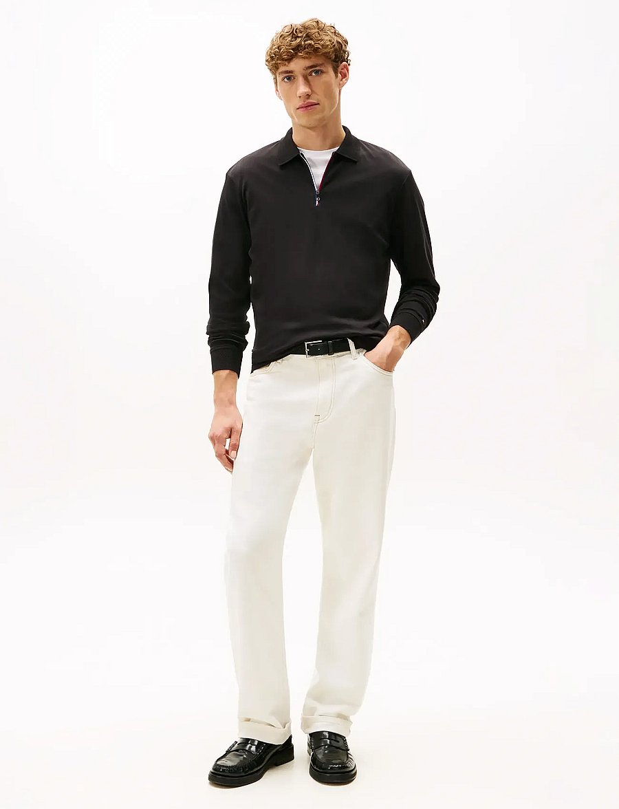 Tommy Hilfiger - LS ZIP INTERLOCK REG POLO - pikkade varrukatega polod - black - 3