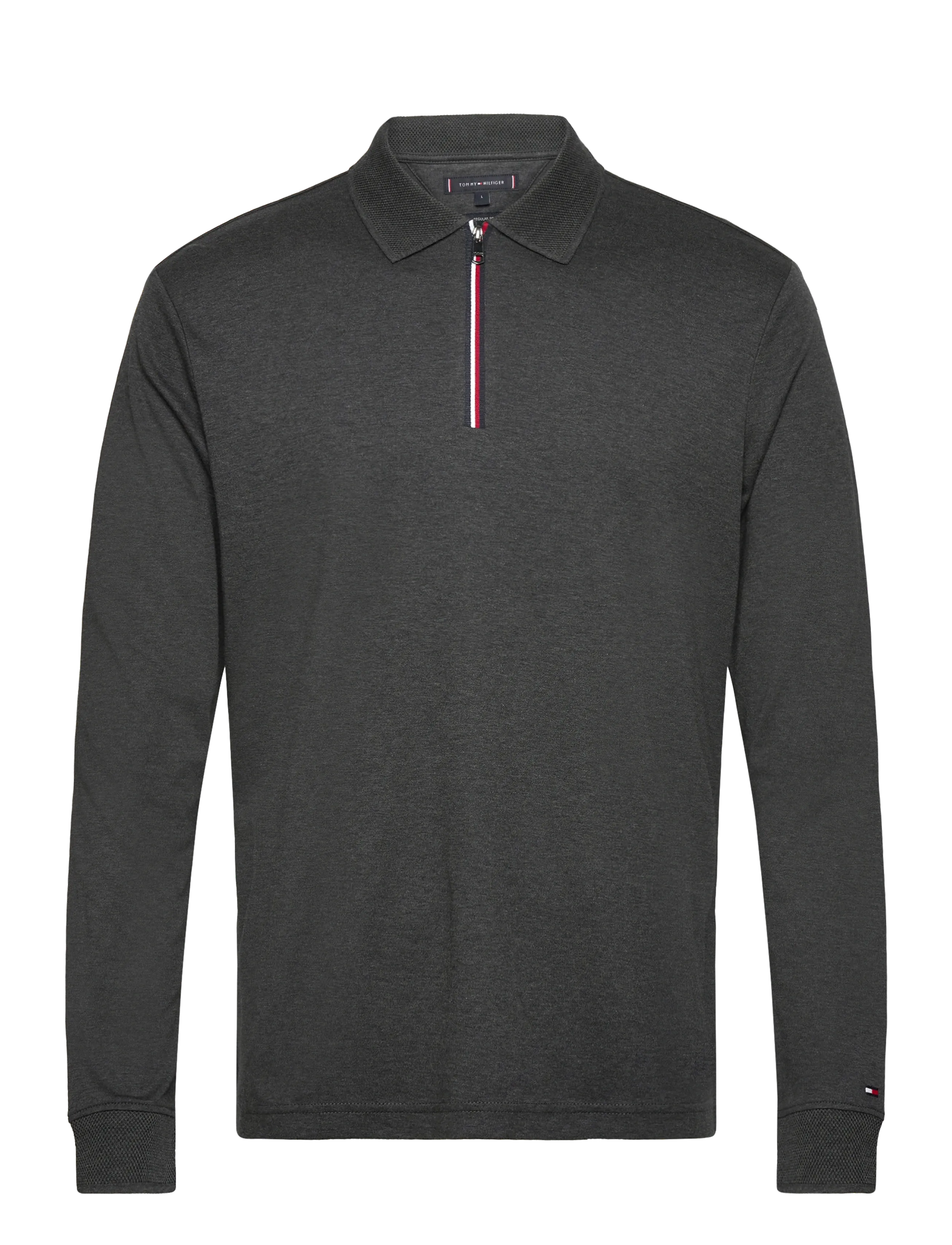 Tommy Hilfiger LS ZIP INTERLOCK REG POLO - Pikéer - DARK GREY HEATHER / grey