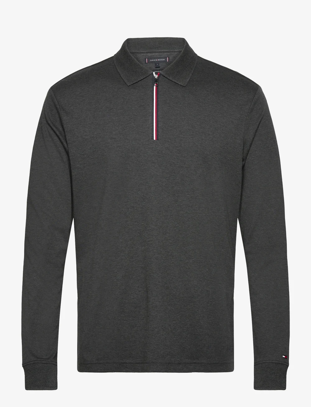 Tommy Hilfiger - LS ZIP INTERLOCK REG POLO - langærmede poloer - dark grey heather - 1