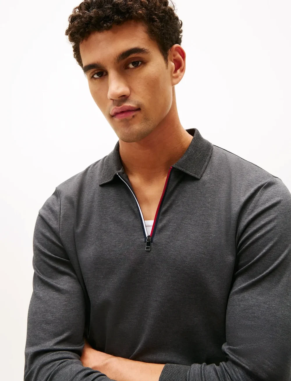 Tommy Hilfiger - LS ZIP INTERLOCK REG POLO - langærmede poloer - dark grey heather - 5