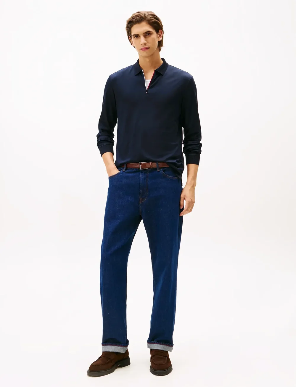 Tommy Hilfiger - LS ZIP INTERLOCK REG POLO - langærmede poloer - desert sky - 3